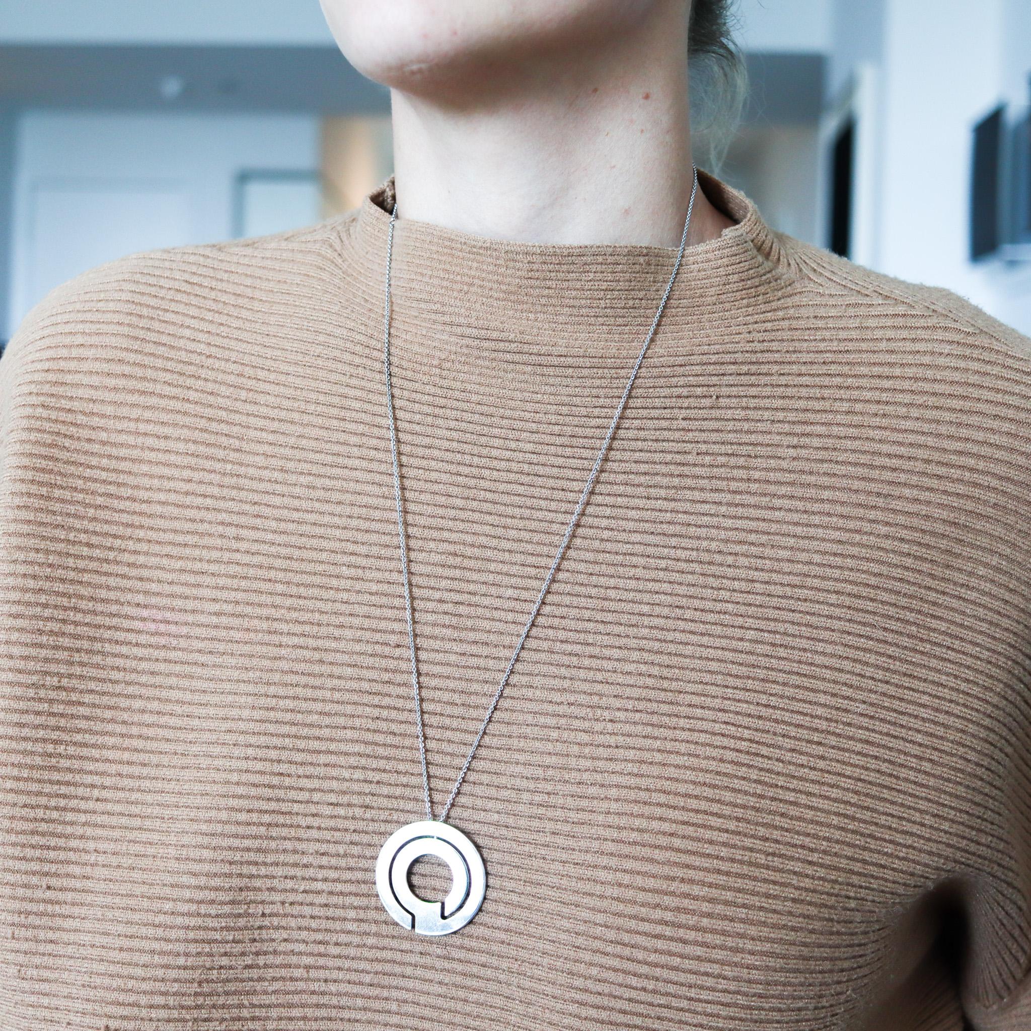 Dinh Van Paris Modernism Geometric Labyrinth Necklace Pendant in Sterling Silver For Sale 5