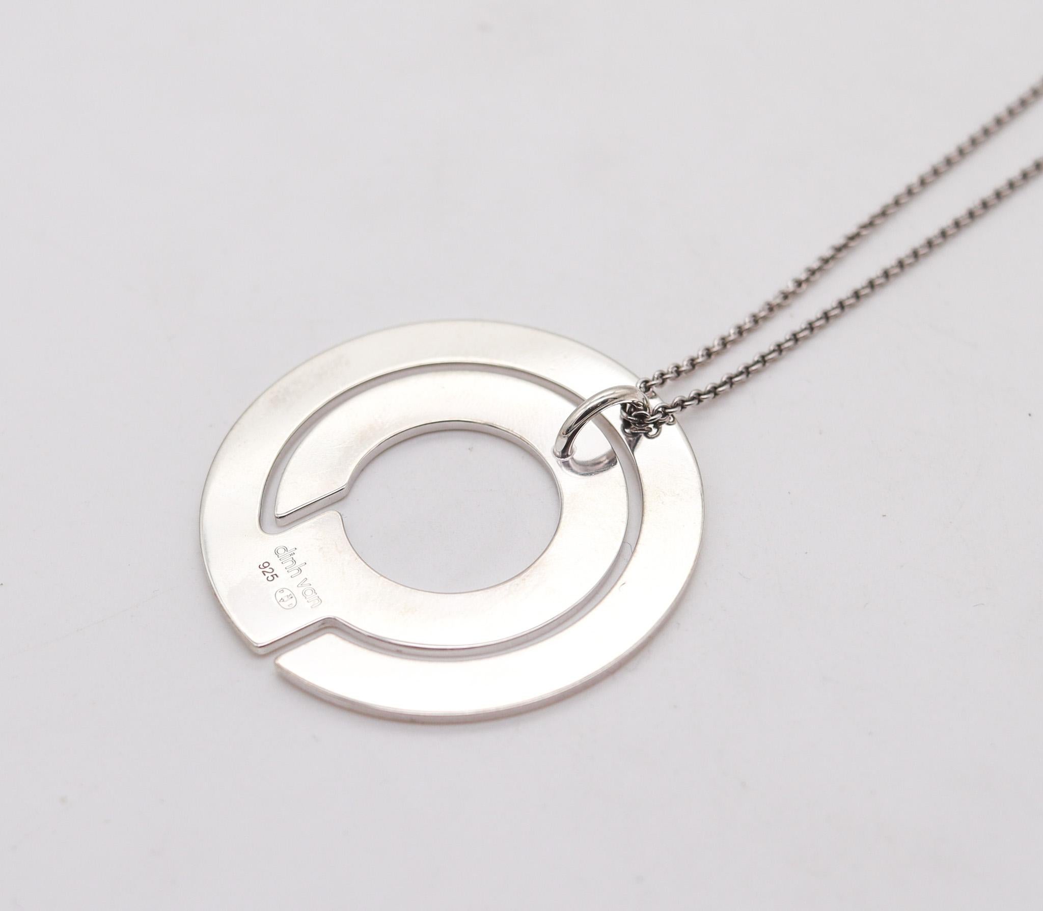 Dinh Van Paris Modernism Geometric Labyrinth Necklace Pendant in Sterling Silver For Sale 1