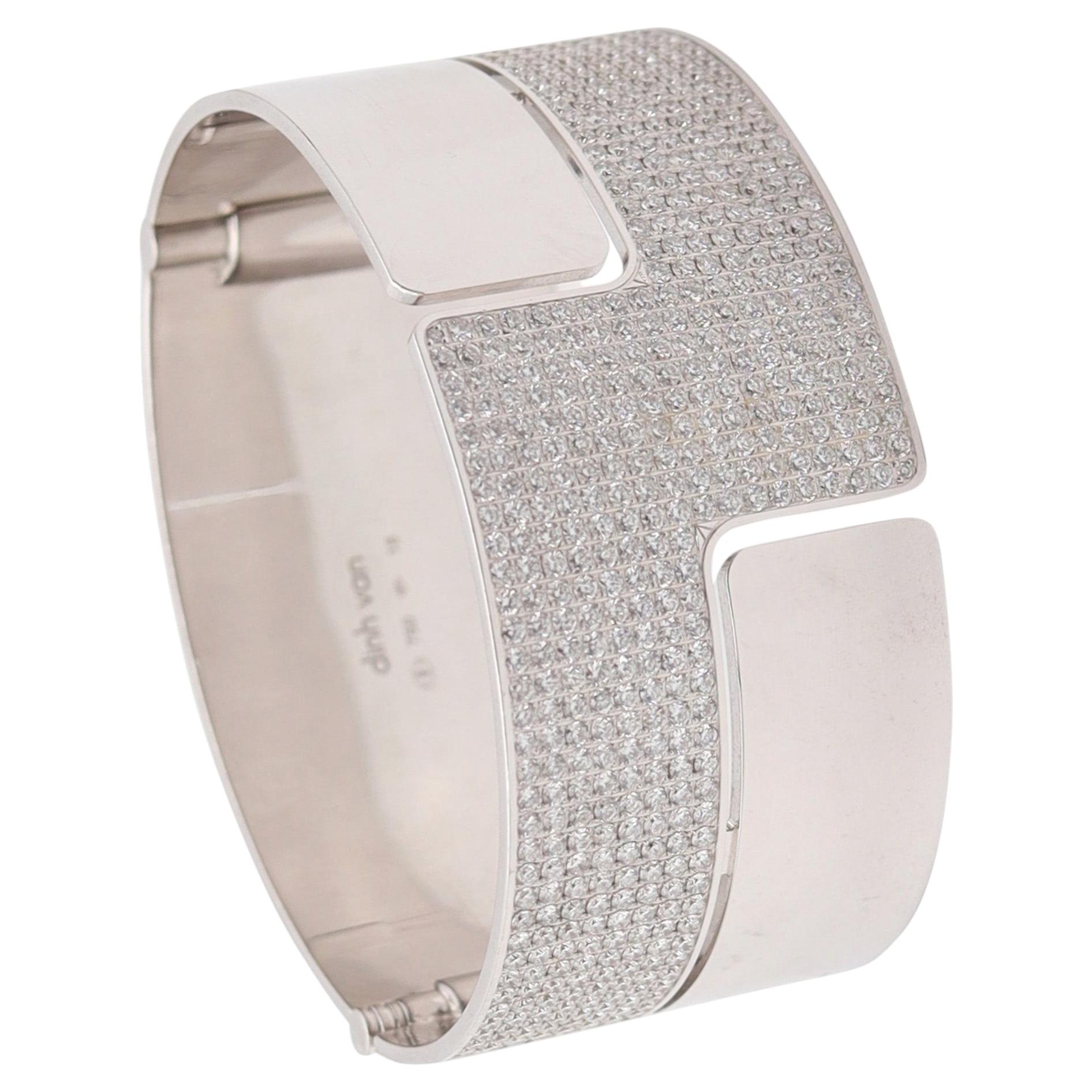DINH VAN Paris Modernist Geometric Bracelet 18Kt Gold With 10.74 VVS Diamonds For Sale