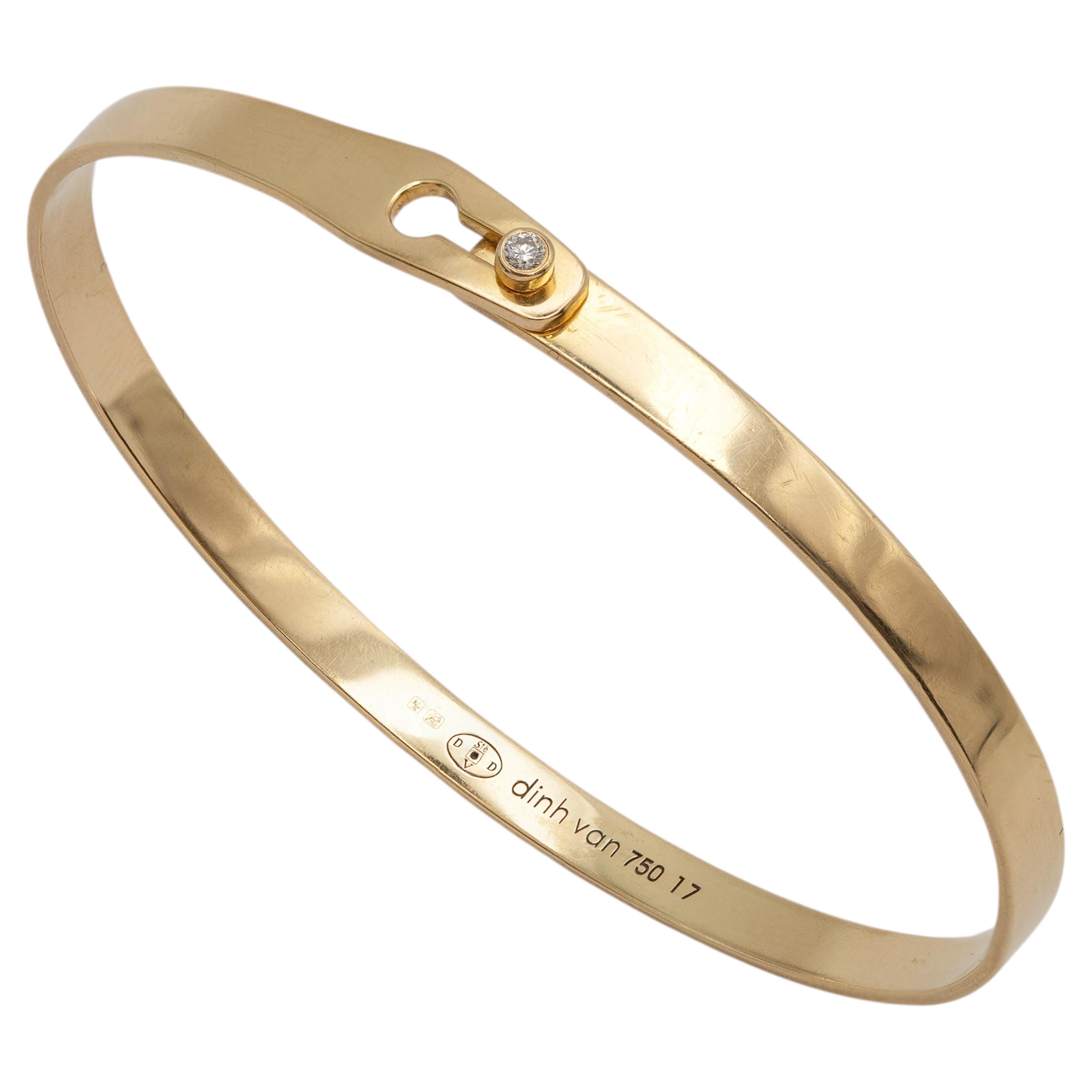 Dinh Van Paris Serrure 18K Yellow Gold Diamond Bangle Bracelet