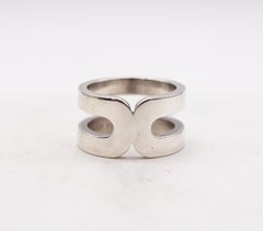 Dinh Van Paris Vintage Classic "Double Dinh" Geometric Ring .925 Sterling Silver