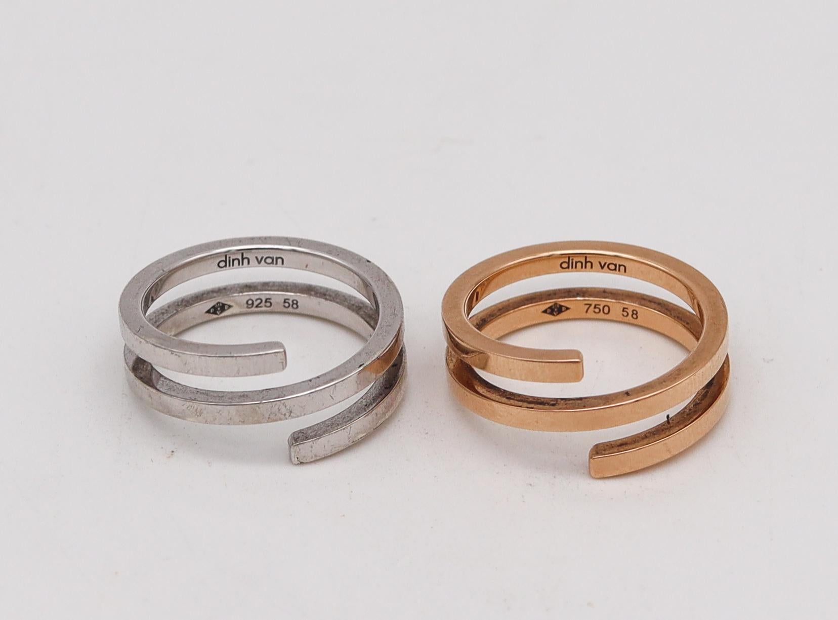 Dinh Van Paris Vintage Classic Duo Spiral-Ring aus massivem 18kt Gold und Sterling (Moderne) im Angebot