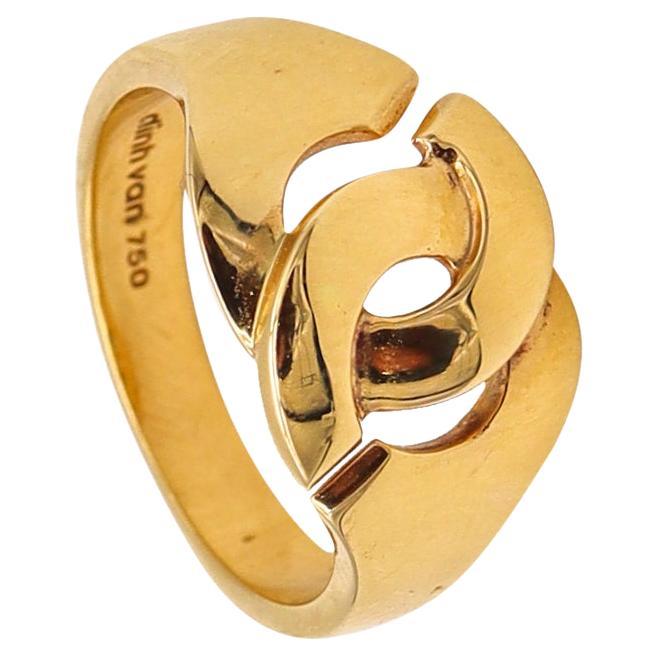 Dinh Van Paris Anillo Menottes Clásico Vintage De Oro Amarillo Macizo De 18 Kt