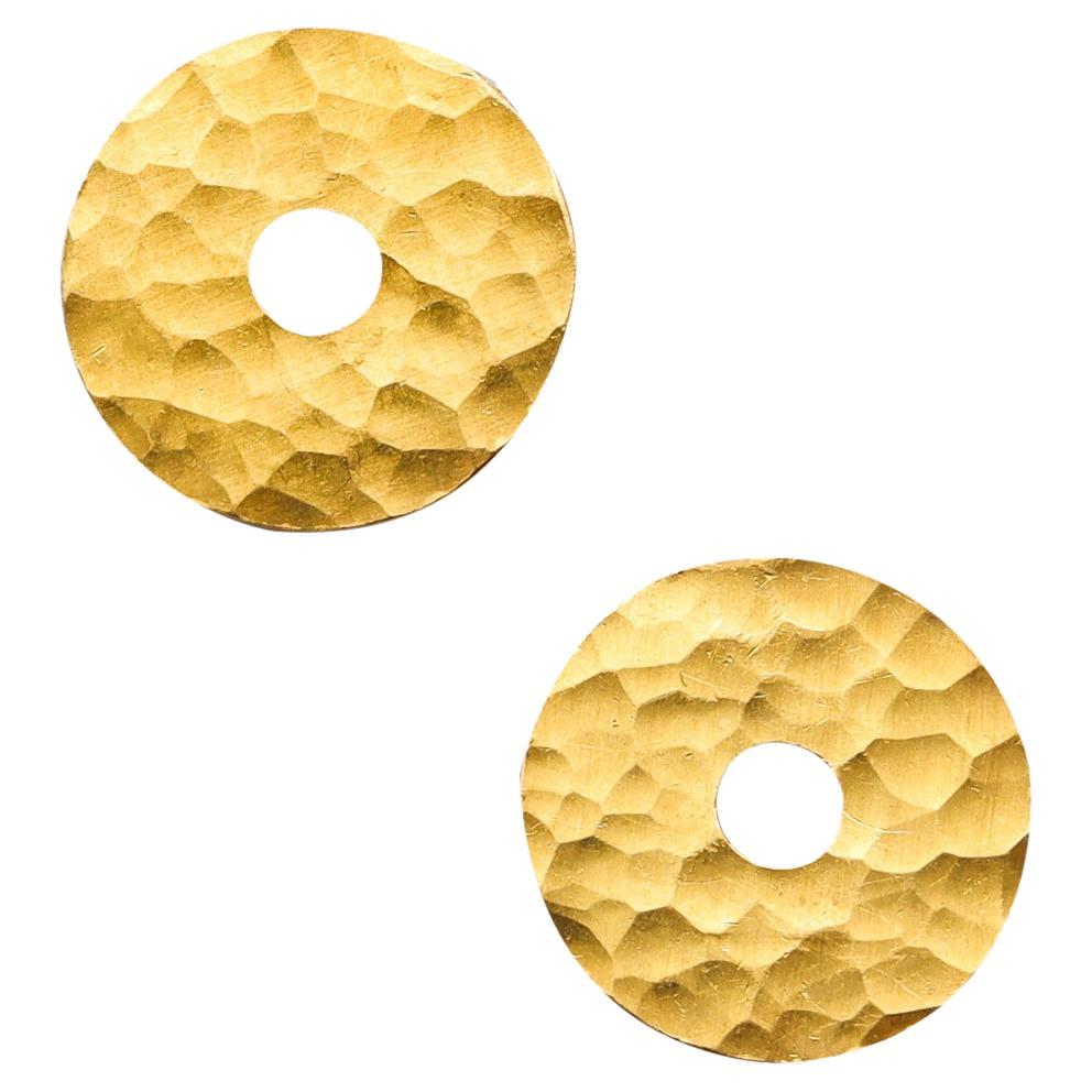 Dinh Van Paris Vintage Classic Pi Chinois Studs Earrings in 22Kt Yellow Gold For Sale