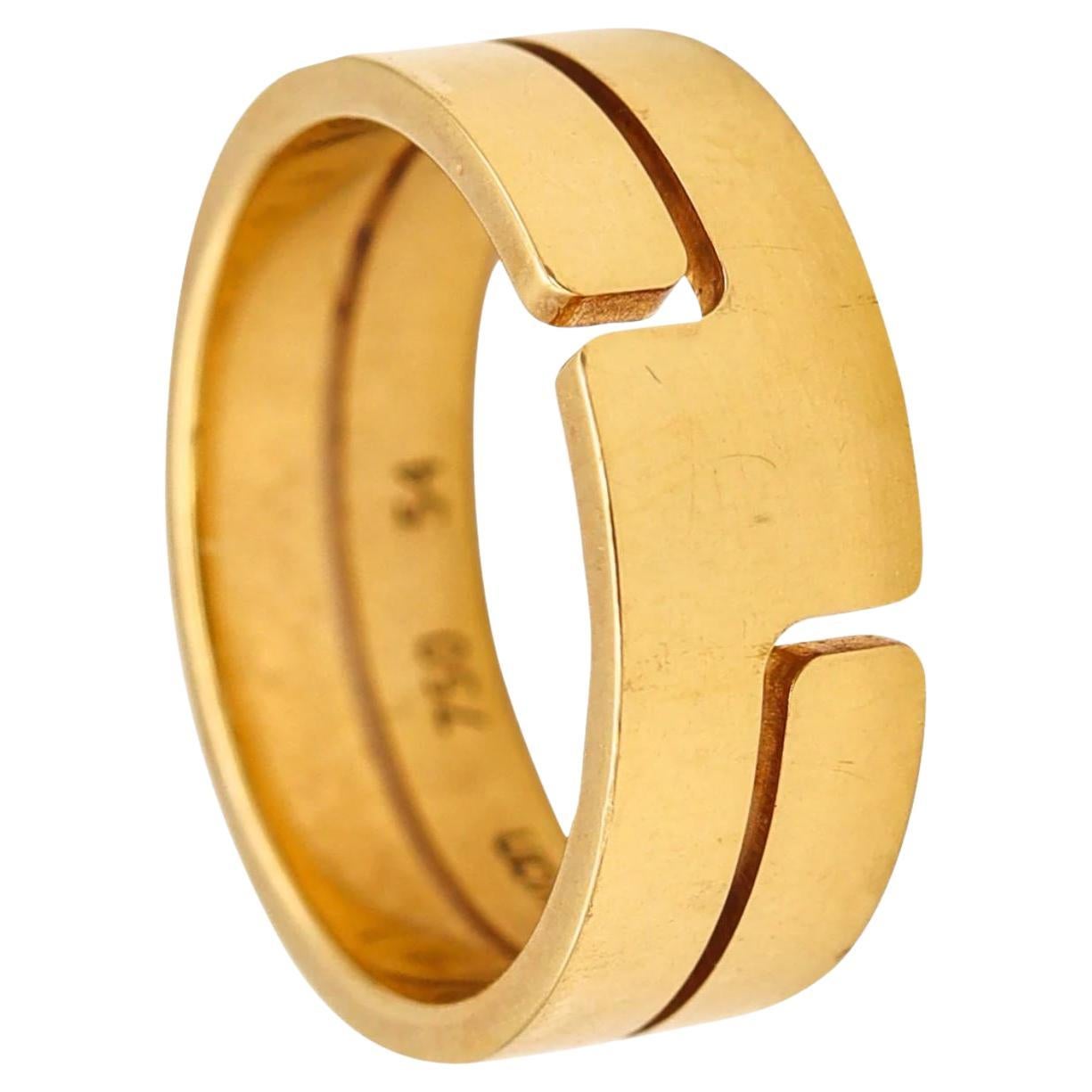 Dinh Van Paris Vintage Classic "Siebziger" Geometrischer Ring massiv 18Kt Gelbgold