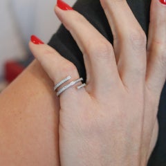 DINH VAN Paris Vintage Classic Spiral Ring Solid 18Kt White Gold With Diamonds