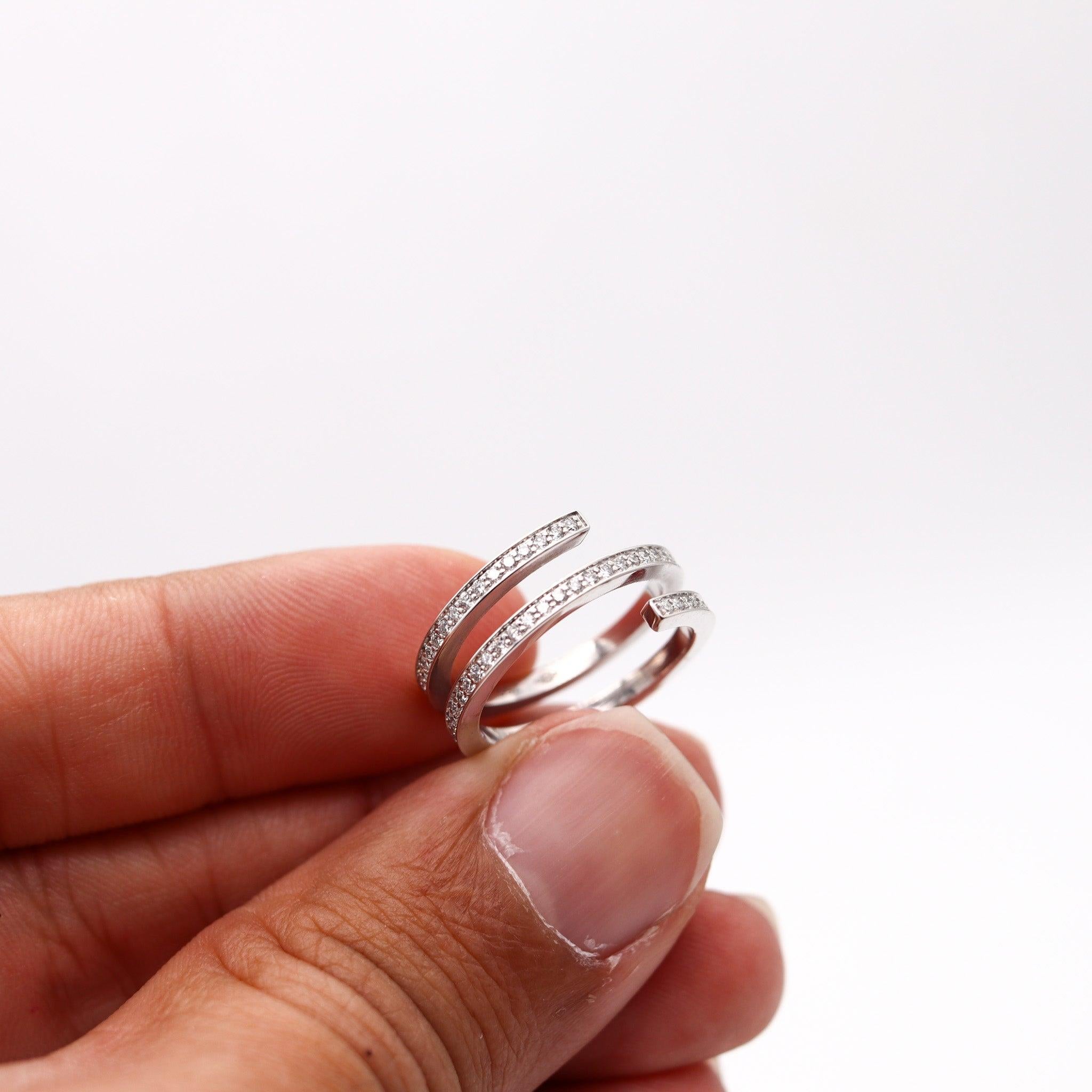 Women's DINH VAN Paris Vintage Classic Spiral Ring Solid 18Kt White Gold With Diamonds For Sale