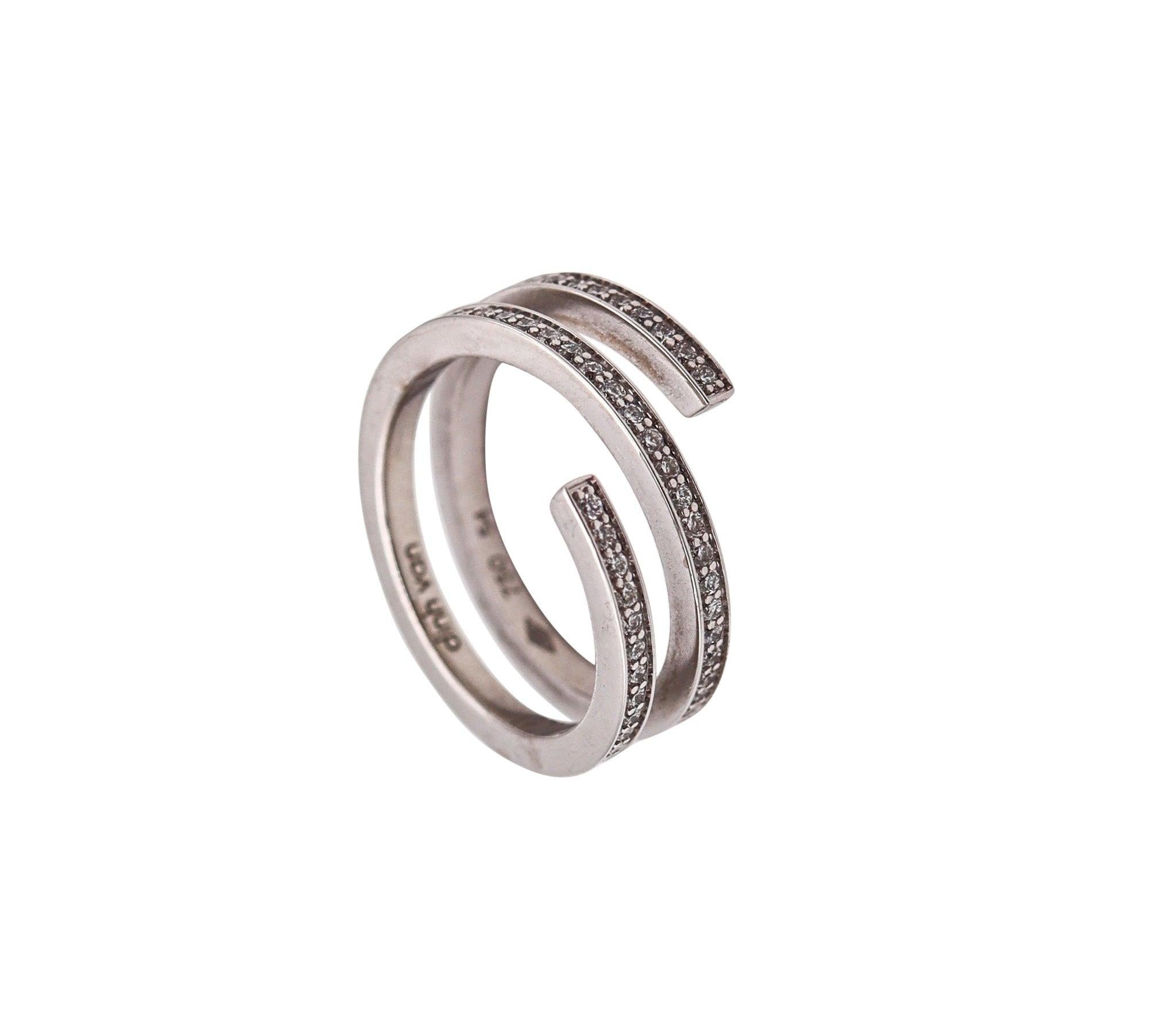 DINH VAN Paris Vintage Classic Spiral Ring Solid 18Kt White Gold With Diamonds For Sale 1