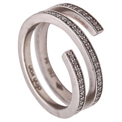 DINH VAN Paris Vintage Classic Spirale Ring massiv 18Kt Weißgold mit Diamanten