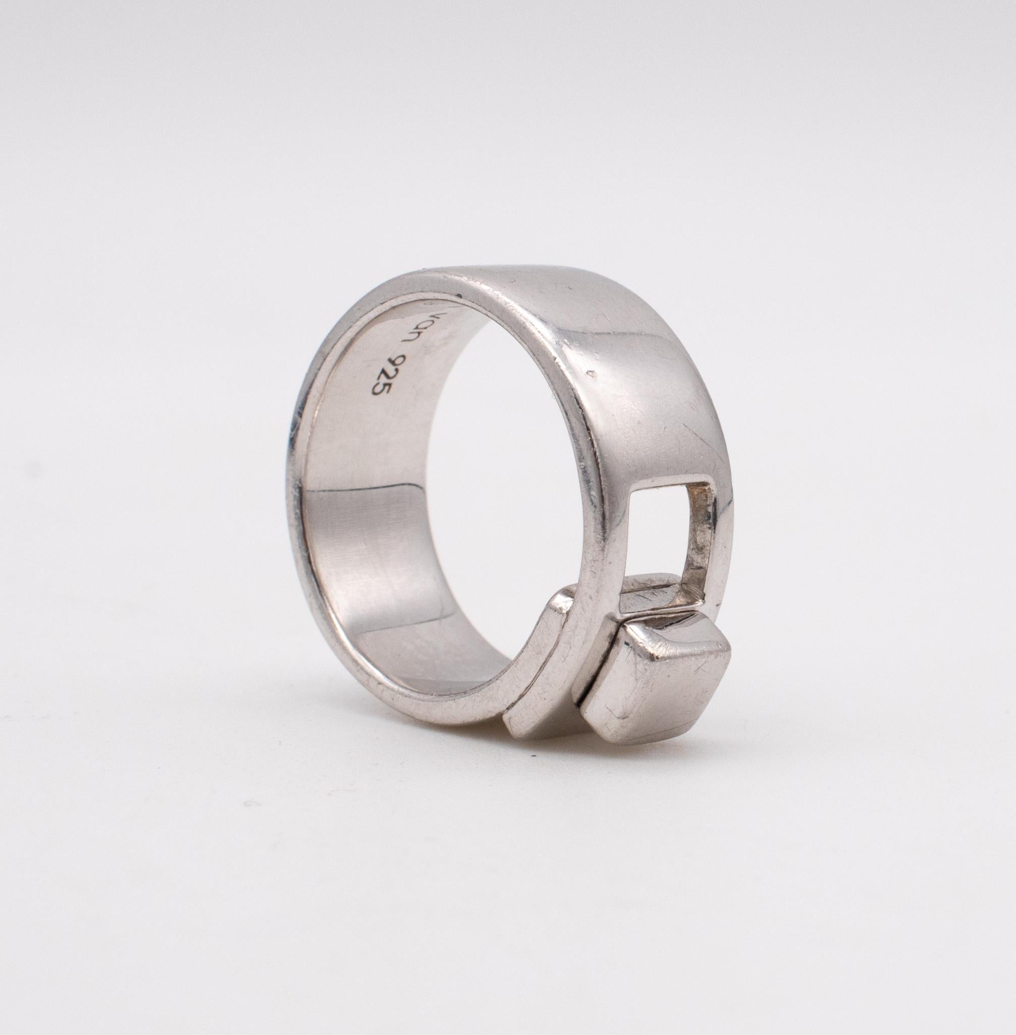 Women's or Men's Dinh Van Paris Vintage Geometric Ring In Solid .925 Sterling Silver