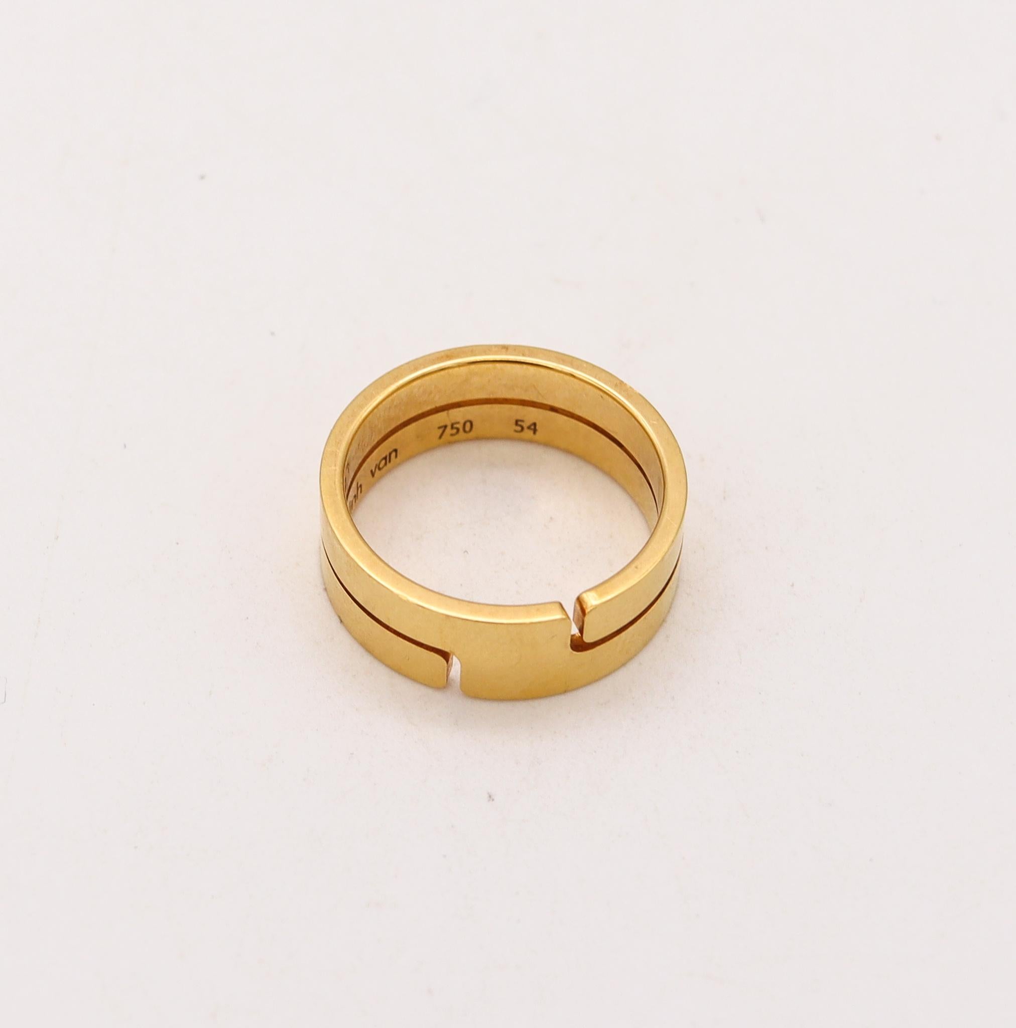 Moderniste Bague géométrique Dinh Van Paris vintage en or jaune massif 18 carats, années 70 en vente