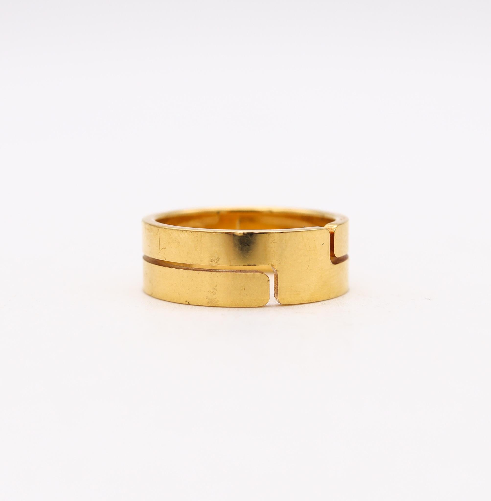 Bague géométrique Dinh Van Paris vintage en or jaune massif 18 carats, années 70 Neuf - En vente à Miami, FL