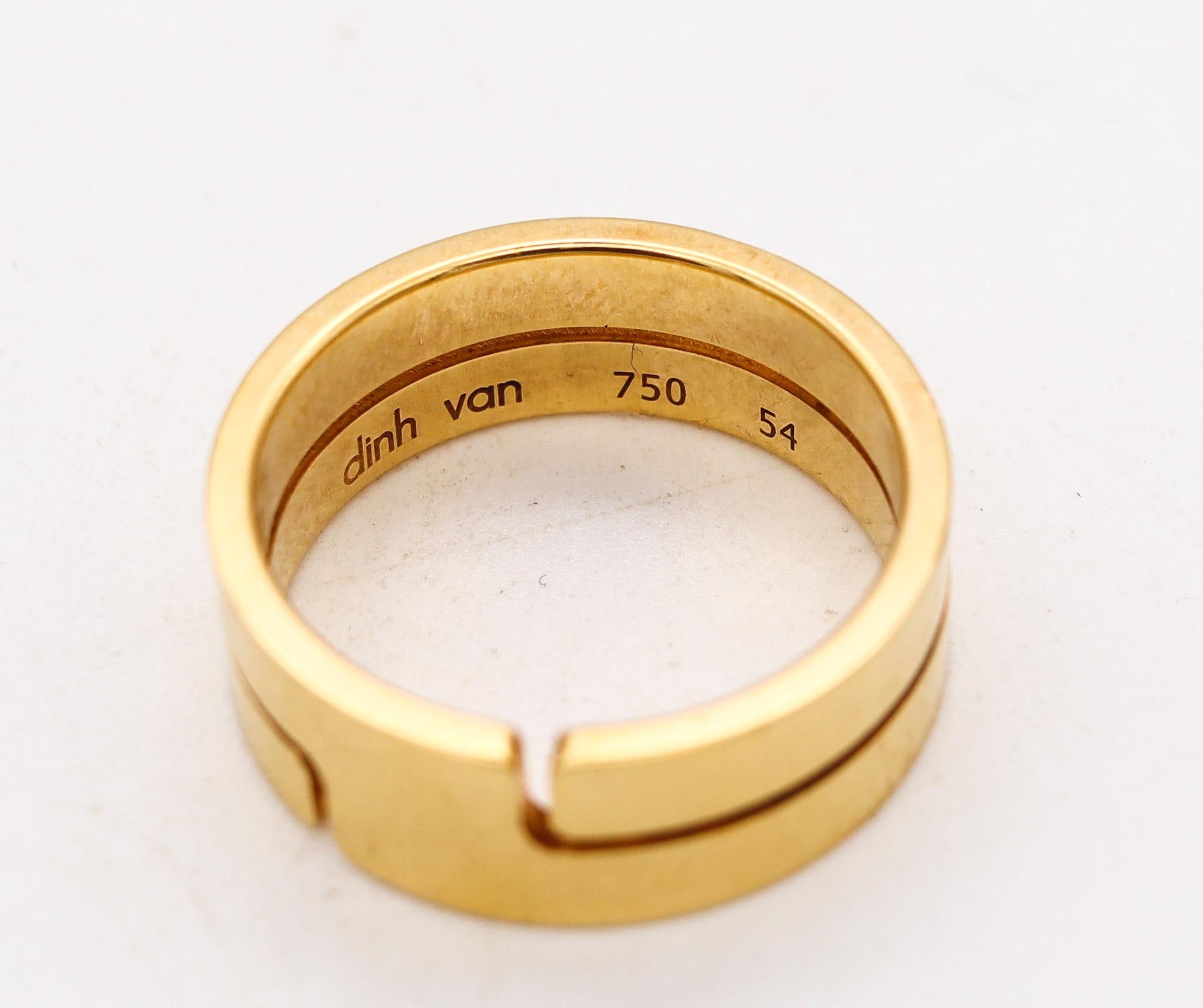 Bague géométrique Dinh Van Paris vintage en or jaune massif 18 carats, années 70 Unisexe en vente