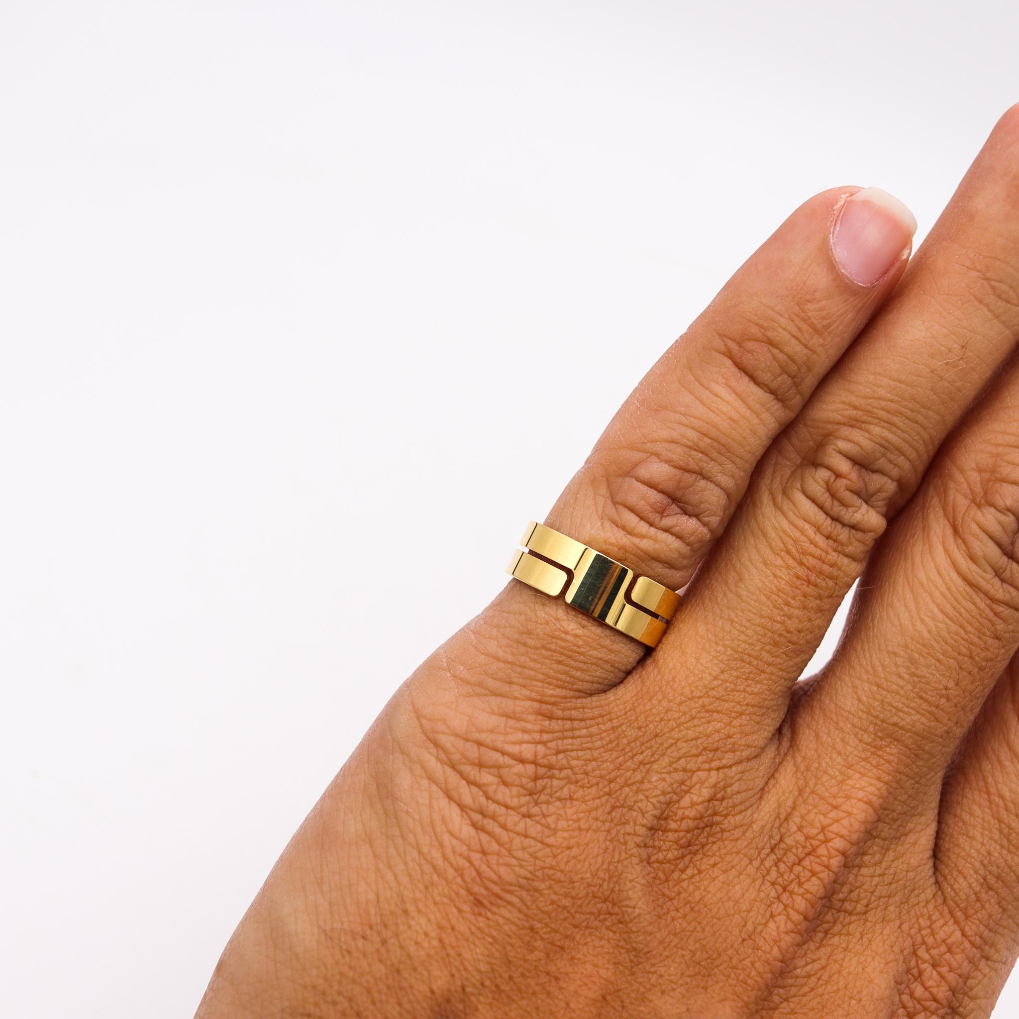 Bague géométrique Dinh Van Paris vintage en or jaune massif 18 carats, années 70 en vente 1