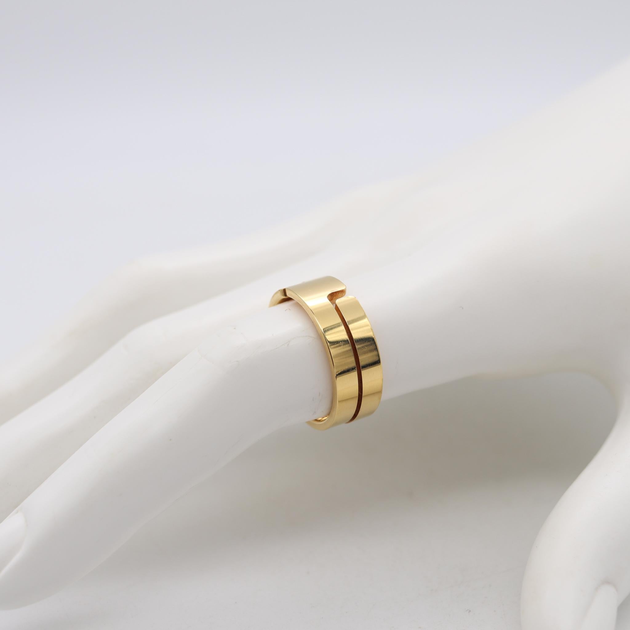 Bague géométrique Dinh Van Paris vintage en or jaune massif 18 carats, années 70 en vente 2