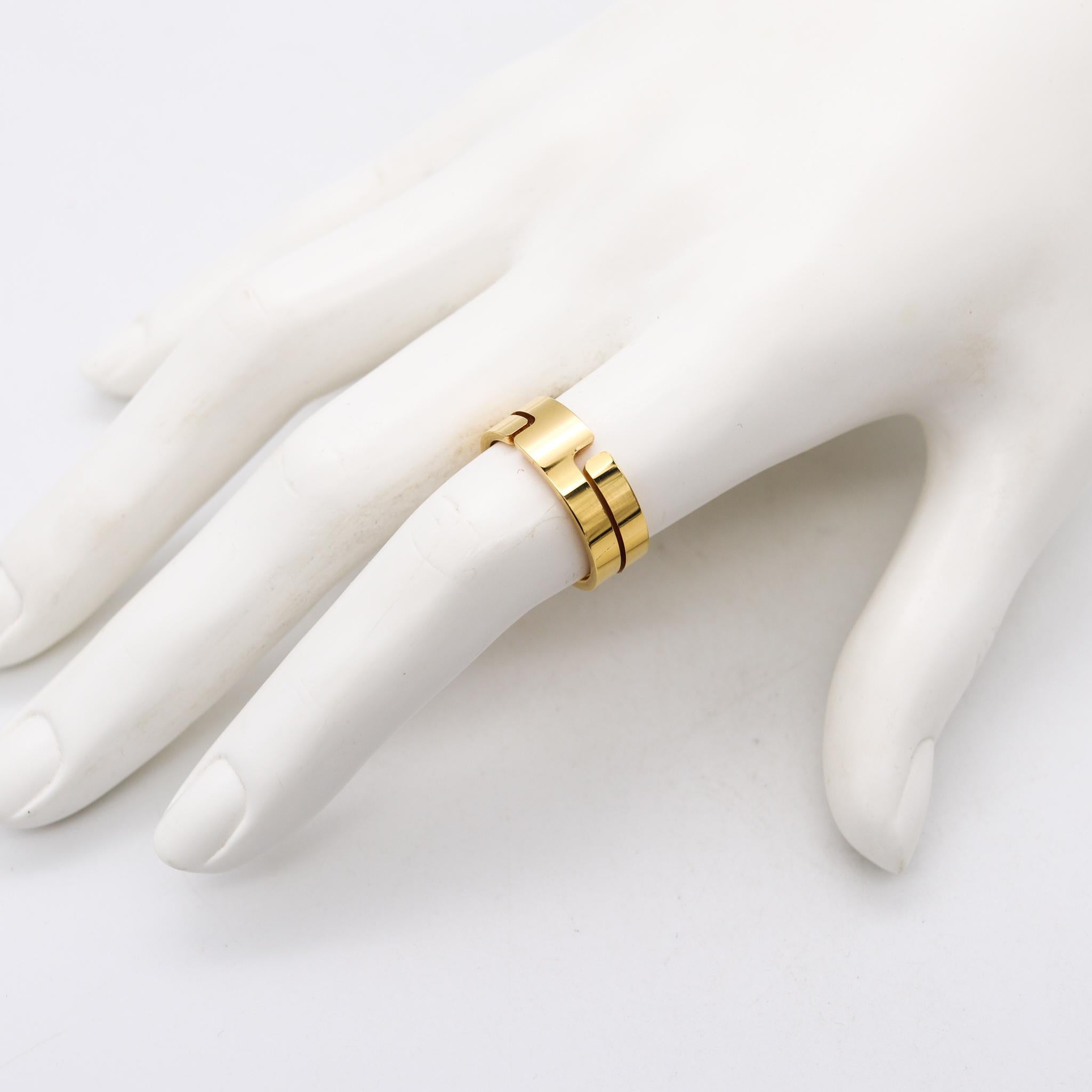 Bague géométrique Dinh Van Paris vintage en or jaune massif 18 carats, années 70 en vente 3