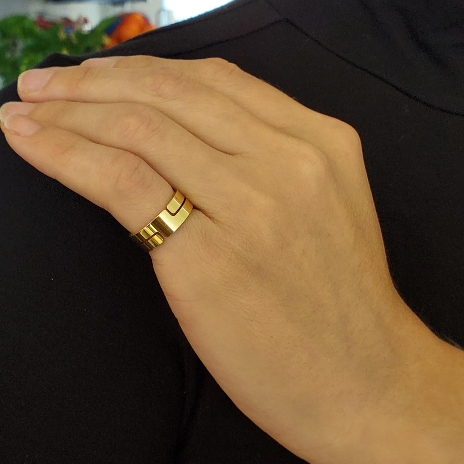Bague géométrique Dinh Van Paris vintage en or jaune massif 18 carats, années 70 en vente 4