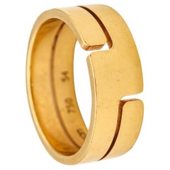 Bague géométrique Dinh Van Paris vintage en or jaune massif 18 carats, années 70