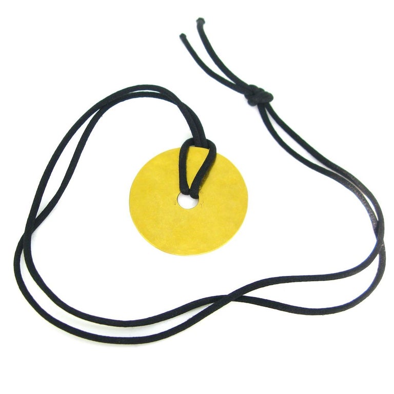 Dinh Van Pi Disc Yellow Gold Pendant Cord Necklace, French at 1stDibs french pendant necklace