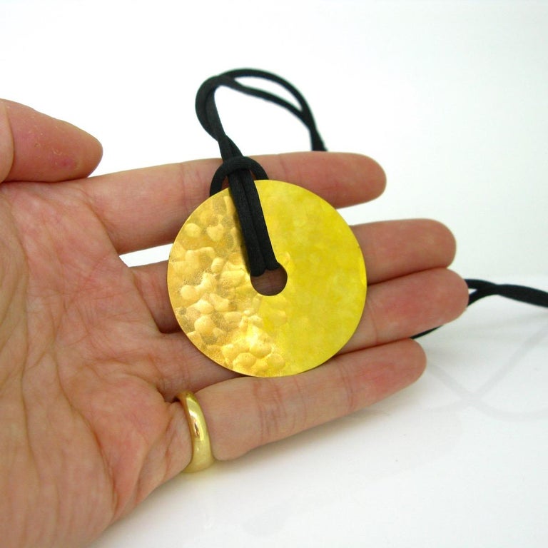 Dinh Van Pi Disc Yellow Gold Pendant Cord Necklace, French at 1stDibs french pendant necklace