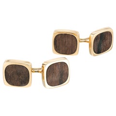 Dinh Van Rosewood Yellow Gold Double Sided Men's Cufflinks