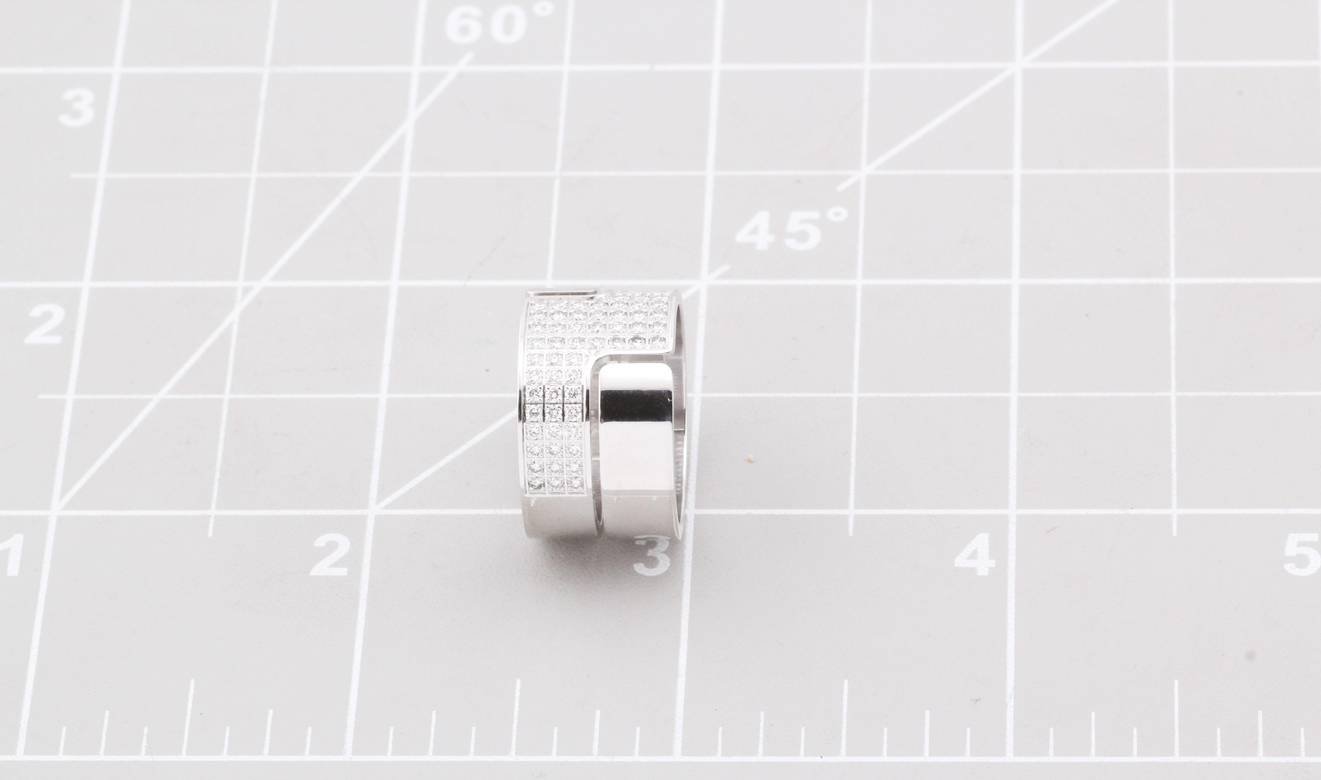 Dinh Van Seventies Large Diamond 18k White Gold Ring Size 6.5 For Sale 5
