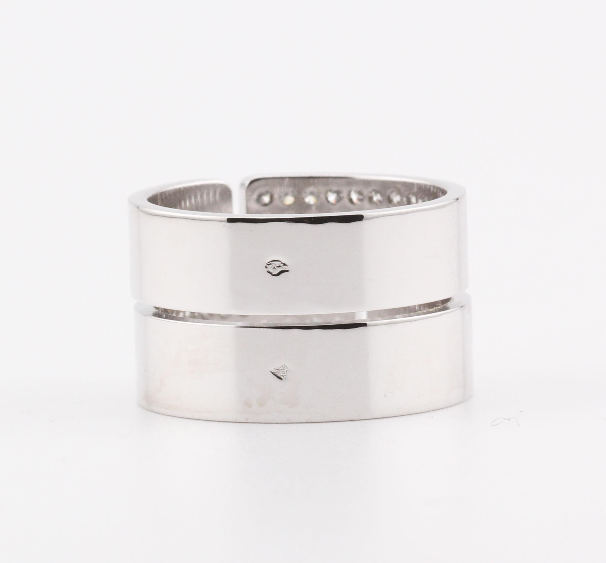 Dinh Van Seventies Large Diamond 18k White Gold Ring Size 6.5 In Good Condition For Sale In Simpsonville, SC