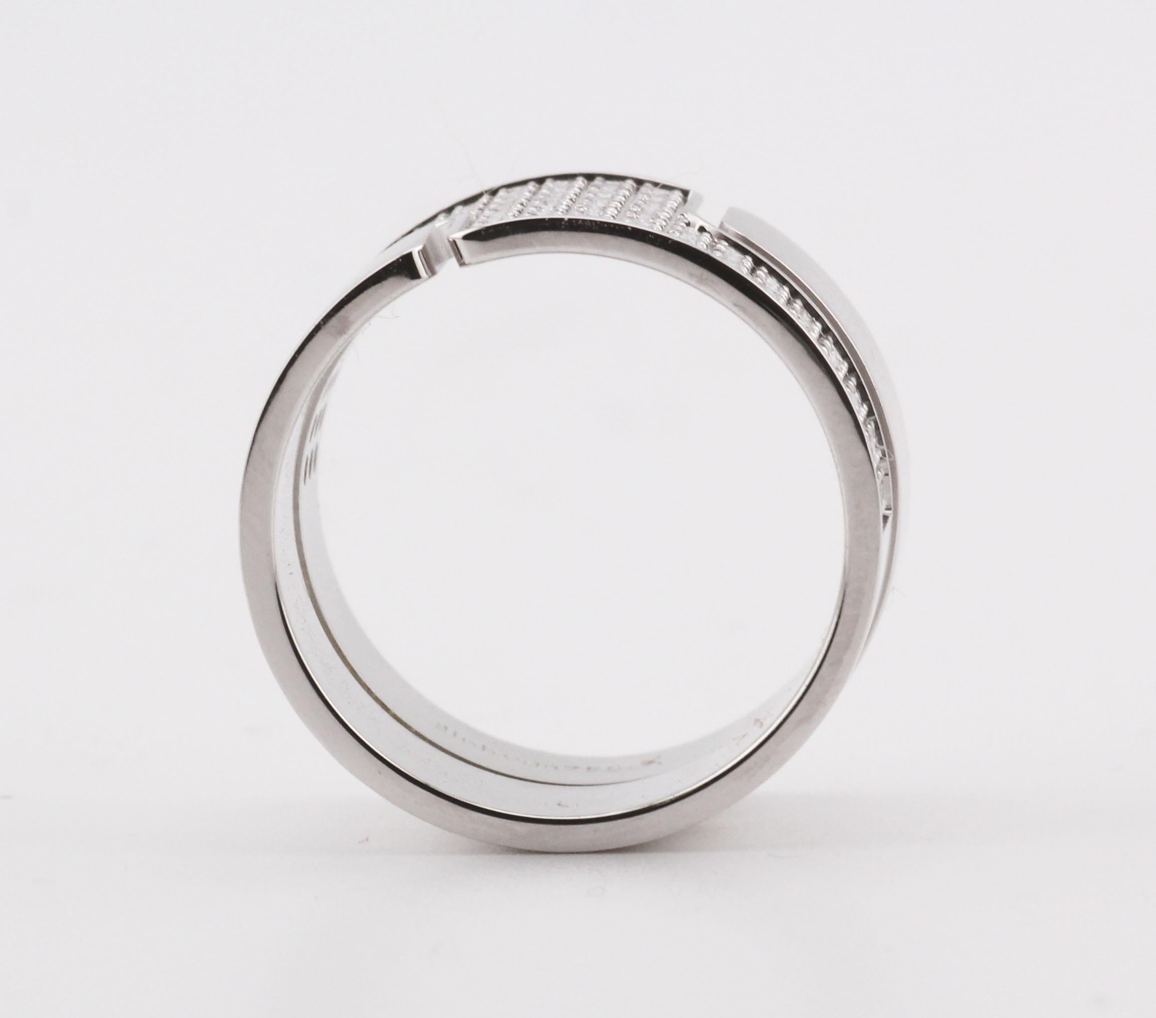 Dinh Van Seventies Large Diamond 18k White Gold Ring Size 6.5 For Sale 2