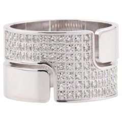 Dinh Van Seventies Large Diamond 18k White Gold Ring Size 6.5