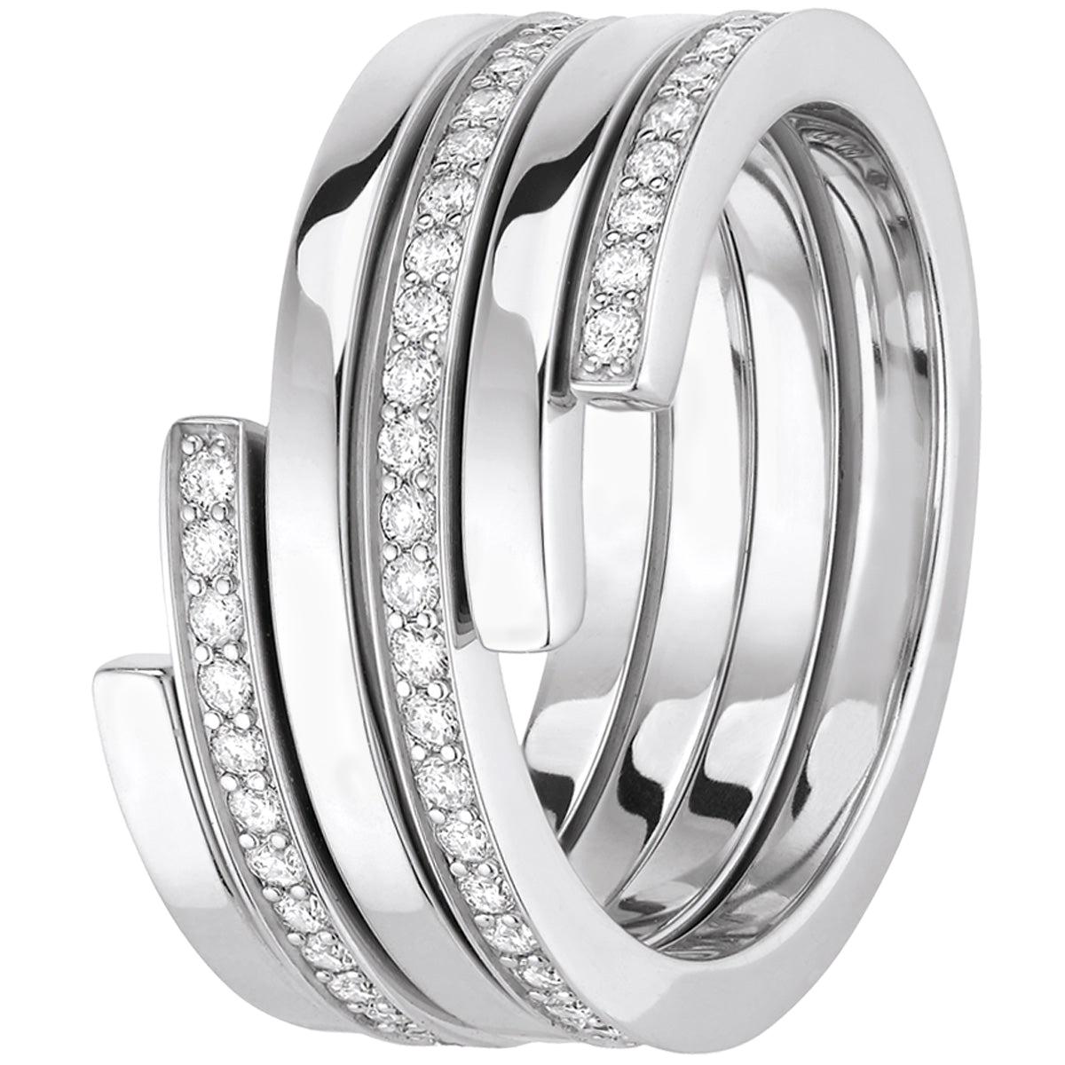 Dinh Van Spiral Rings 18 Karat White/Pink Gold & Diamonds, Set of 3 'Price of 2'