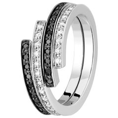 Dinh Van Spirale Rings, 18 Karat White Gold and Diamonds, Set of 3 'Price of 2'