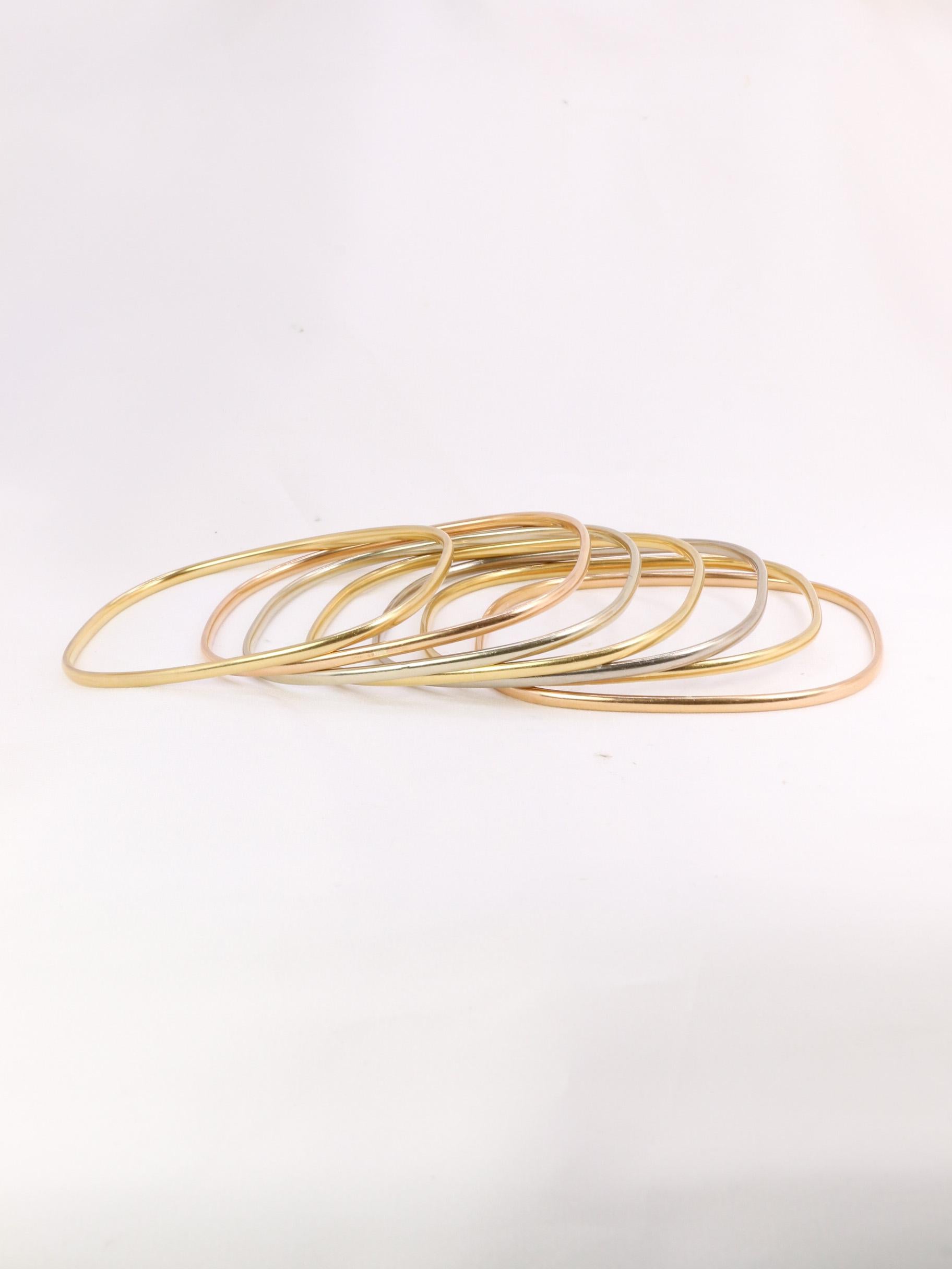 Women's Dinh Van vintage bangle bracelets yellow gold white gold rose gold For Sale