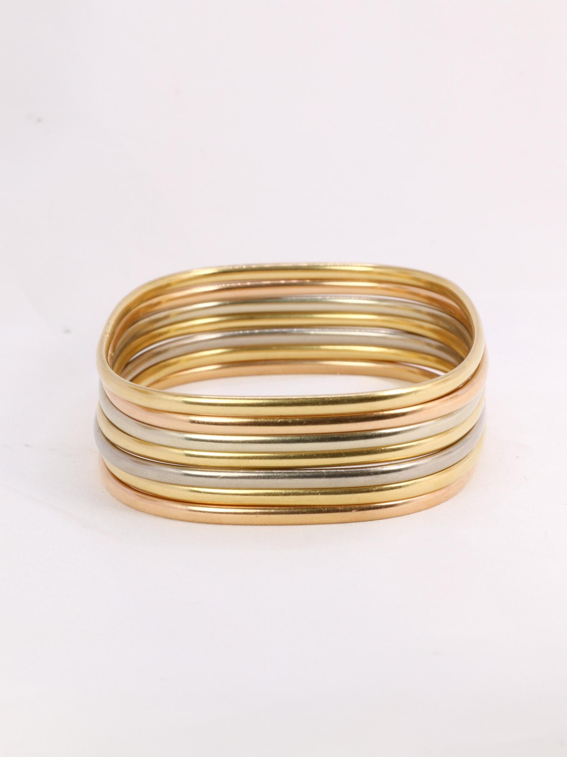 Dinh Van vintage bangle bracelets yellow gold white gold rose gold For Sale 1