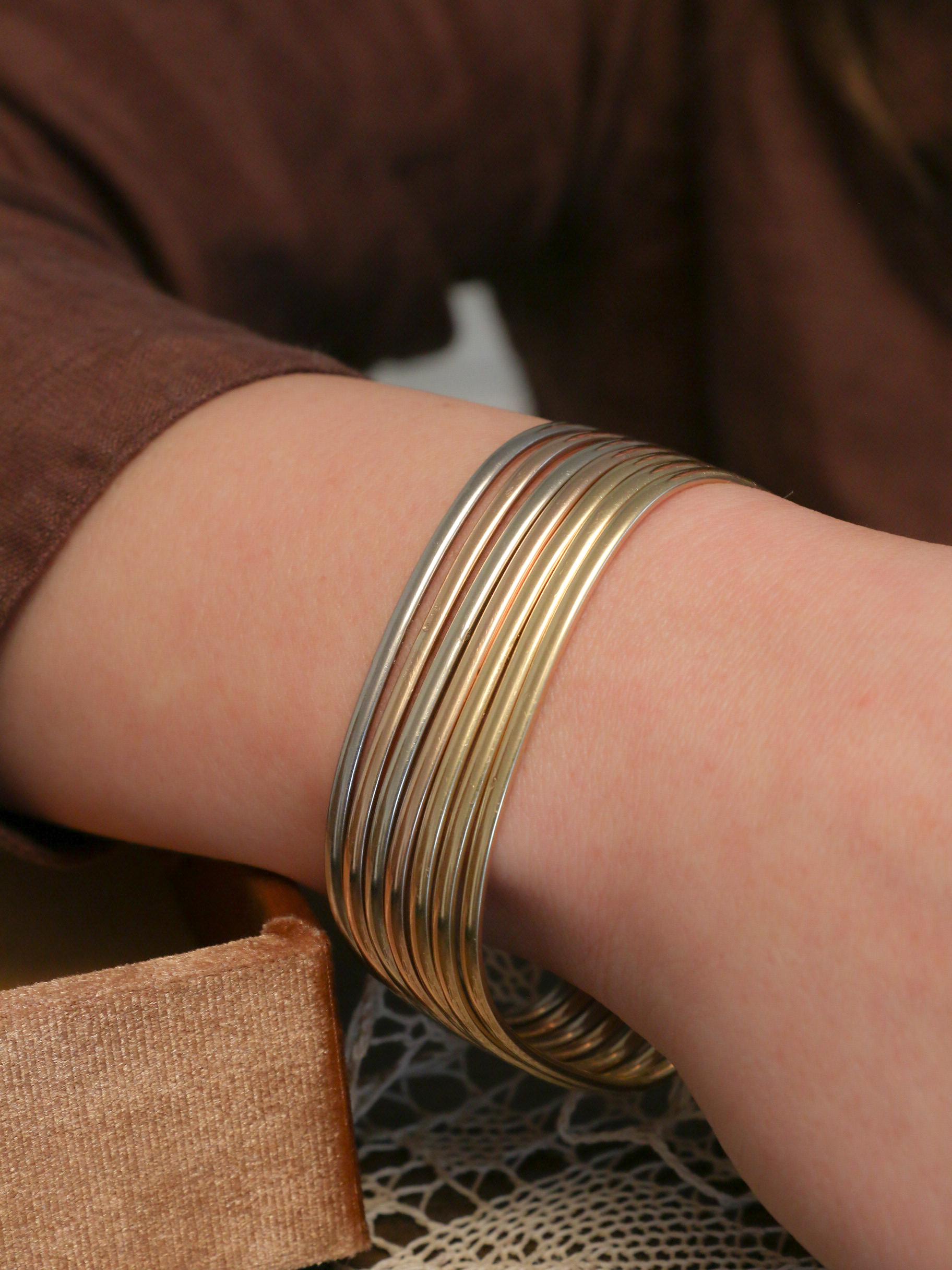 Dinh Van vintage bangle bracelets yellow gold white gold rose gold For Sale 3