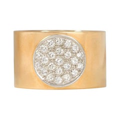 Dinh Van Wide Gold Band with Pavé Diamond Center