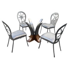Vintage Dining / Breakfast SET of 4 chairs and Dining Table with glass top 
