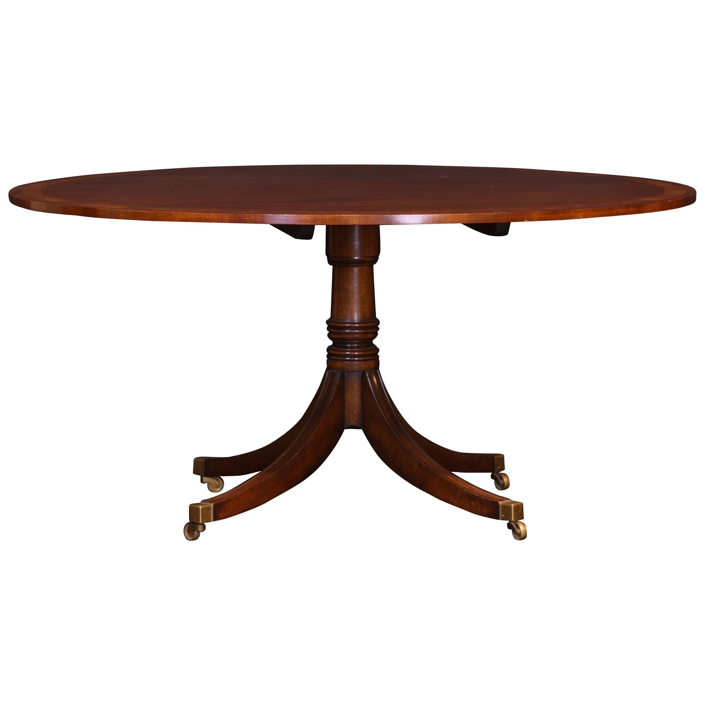 Dining Centre Table Single Pedestal with Brass Fittings
