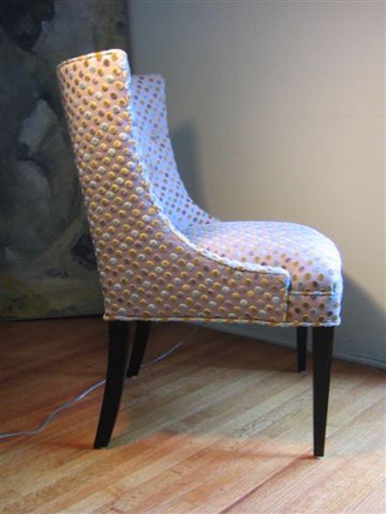  Dining Chair 1940's style  with Concave Tufted Back and Tapered alder Legs For Sale 7