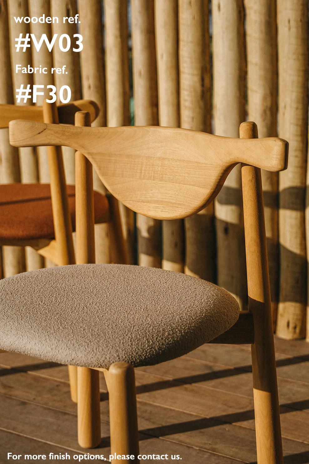 Contemporary Dining Chair Aratu. Solid wood, upholstered seat. For Sale