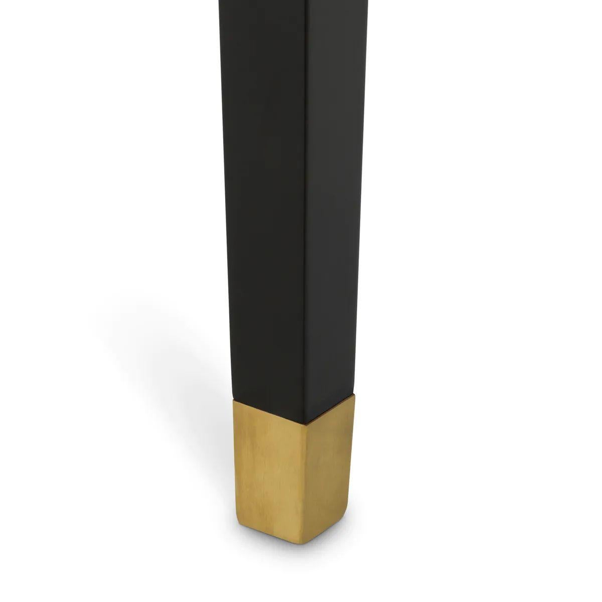 Sedia da pranzo, tessuto beige, gambe nere e ottone in vendita 2