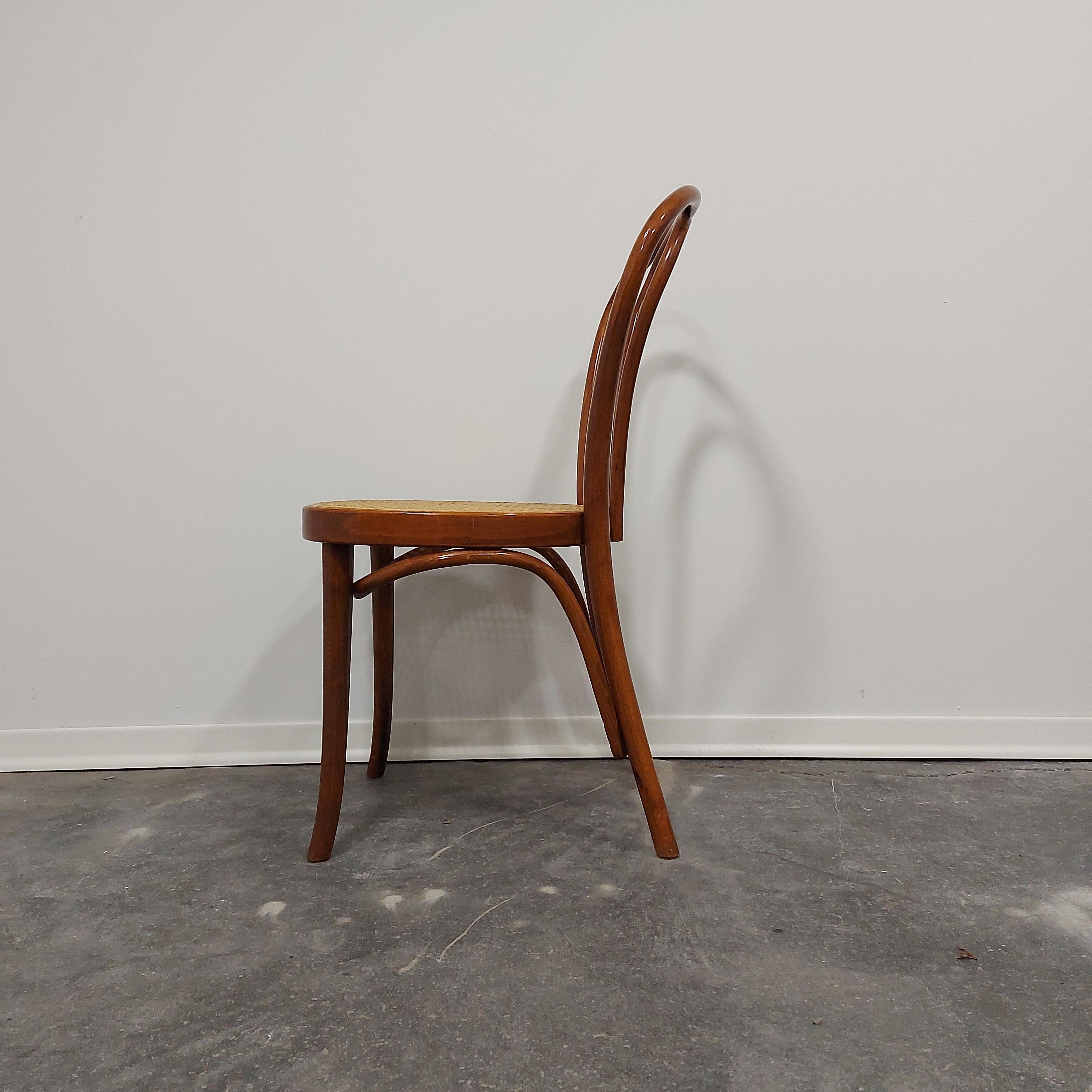 Mid-Century Modern Dining chair by Thonet, Bentwood cane, No. 18, 1980s For Sale