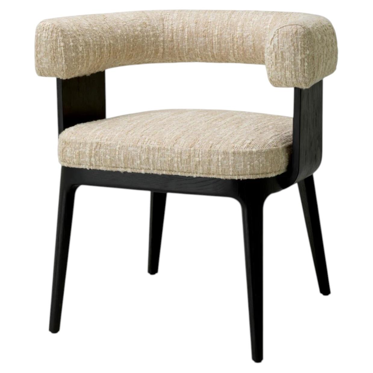 Esszimmerstuhl Schwarz Eiche Furnier Bouclé Sonata Creme