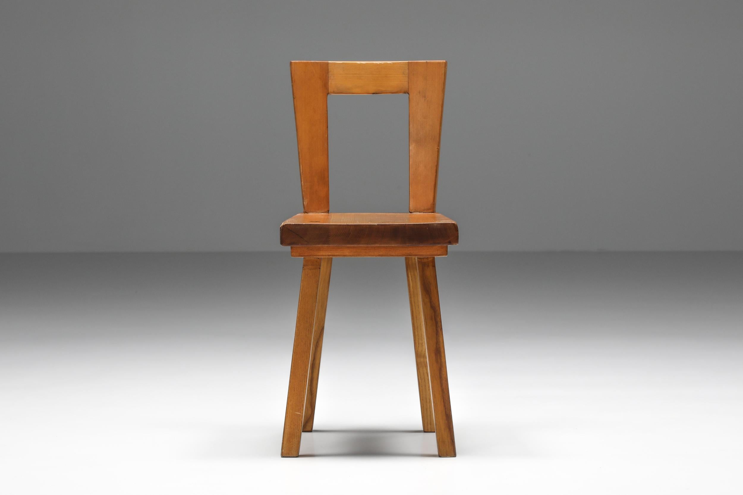 Metà XX secolo Sedia da pranzo di Charlotte Perriand per Les Arcs, Francia, anni '60 in vendita