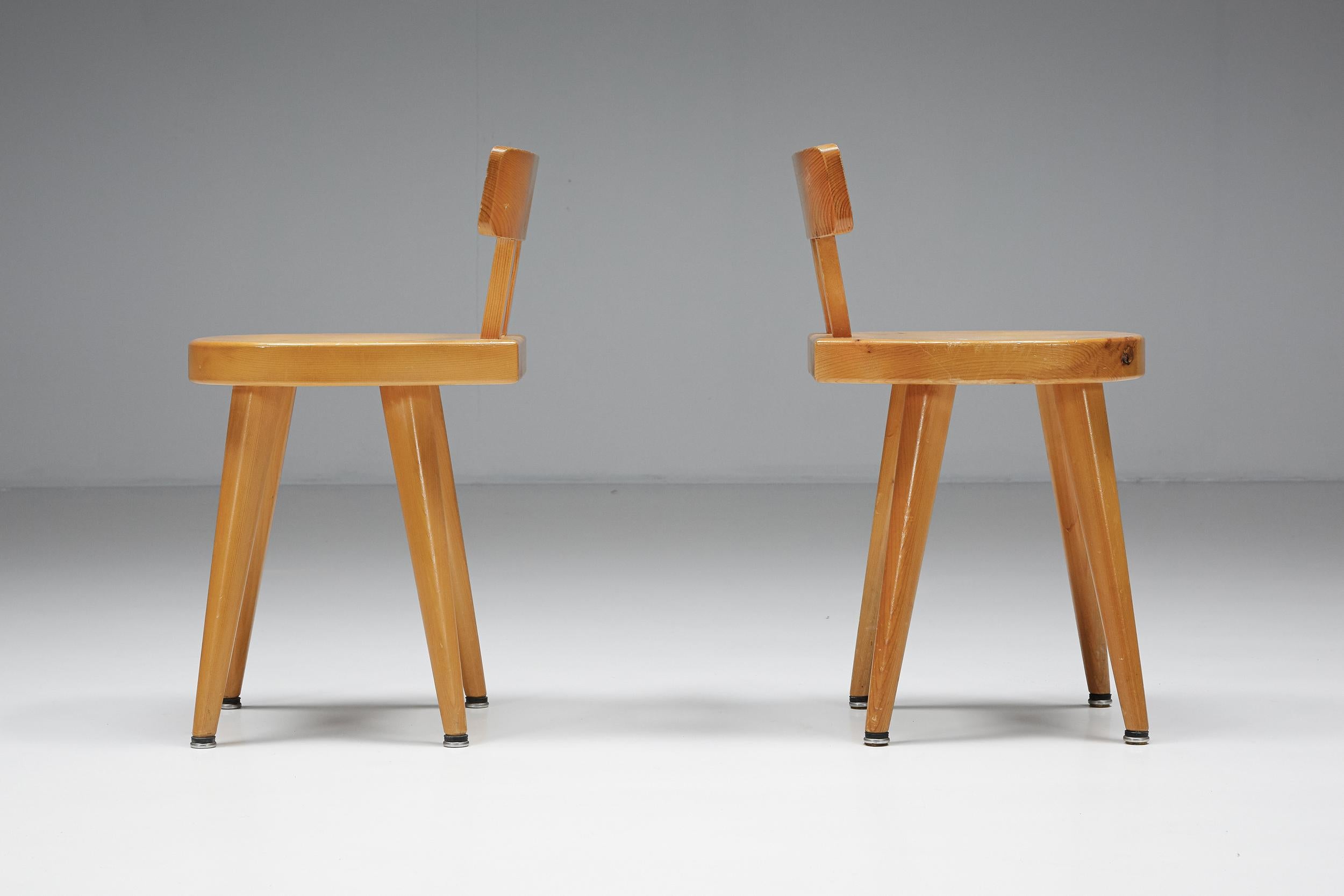 French Dining Chair by Charlotte Perriand Made for Les Arcs, France