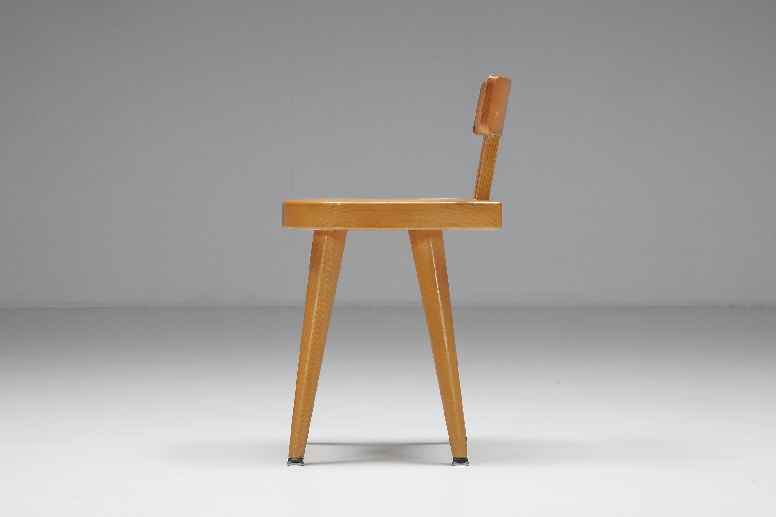 Pine Dining Chair by Charlotte Perriand Made for Les Arcs, France