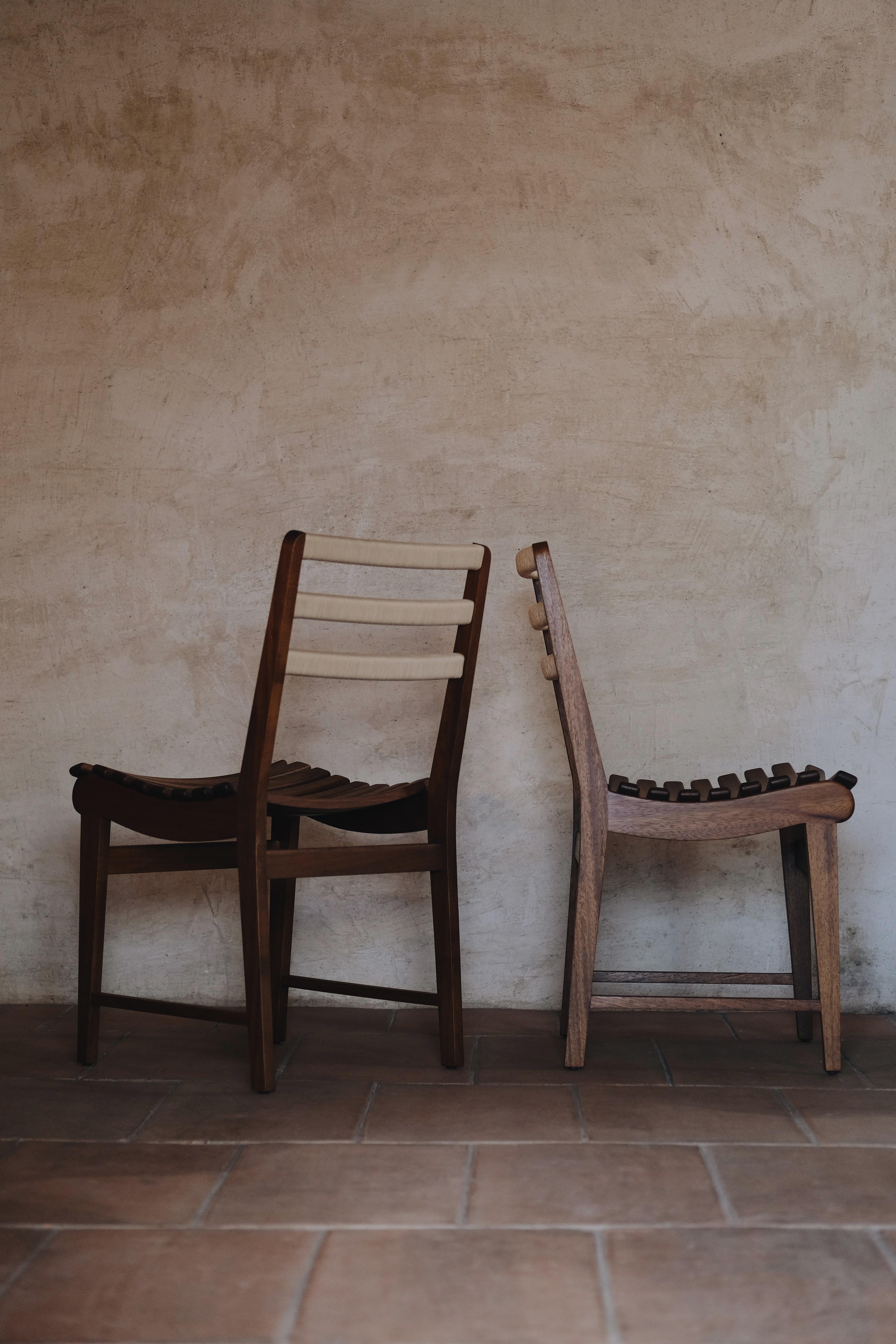 Mexicain Chaise de salle à manger Miguelito en bois massif et palmier de Michael van Beuren de Luteca en vente