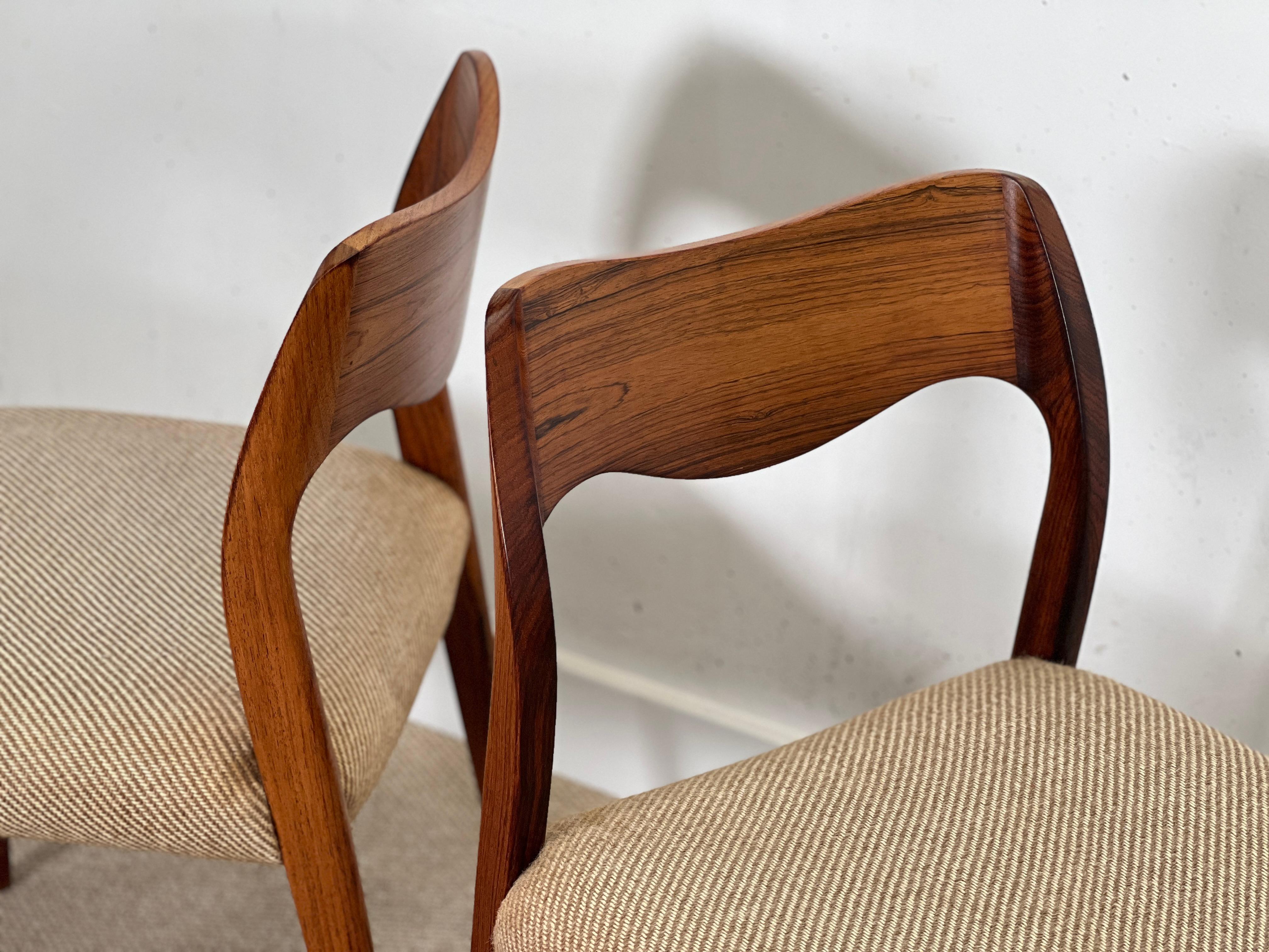 Polished Dining chair by Niels Moller (Model 71 in Rosewood) For Sale