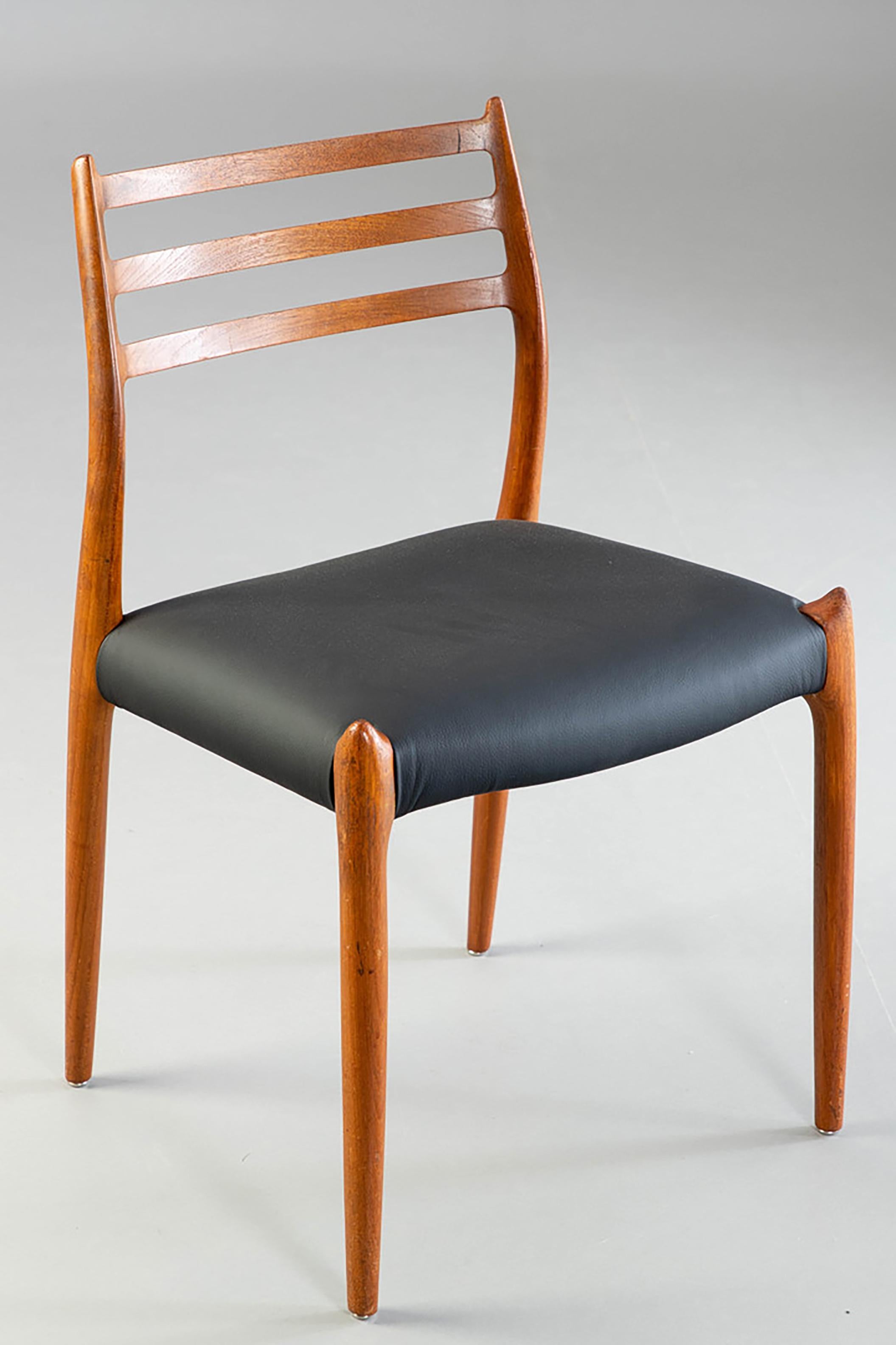 Leather Dining Chair by Niels Otto Møller Model 78 For Sale