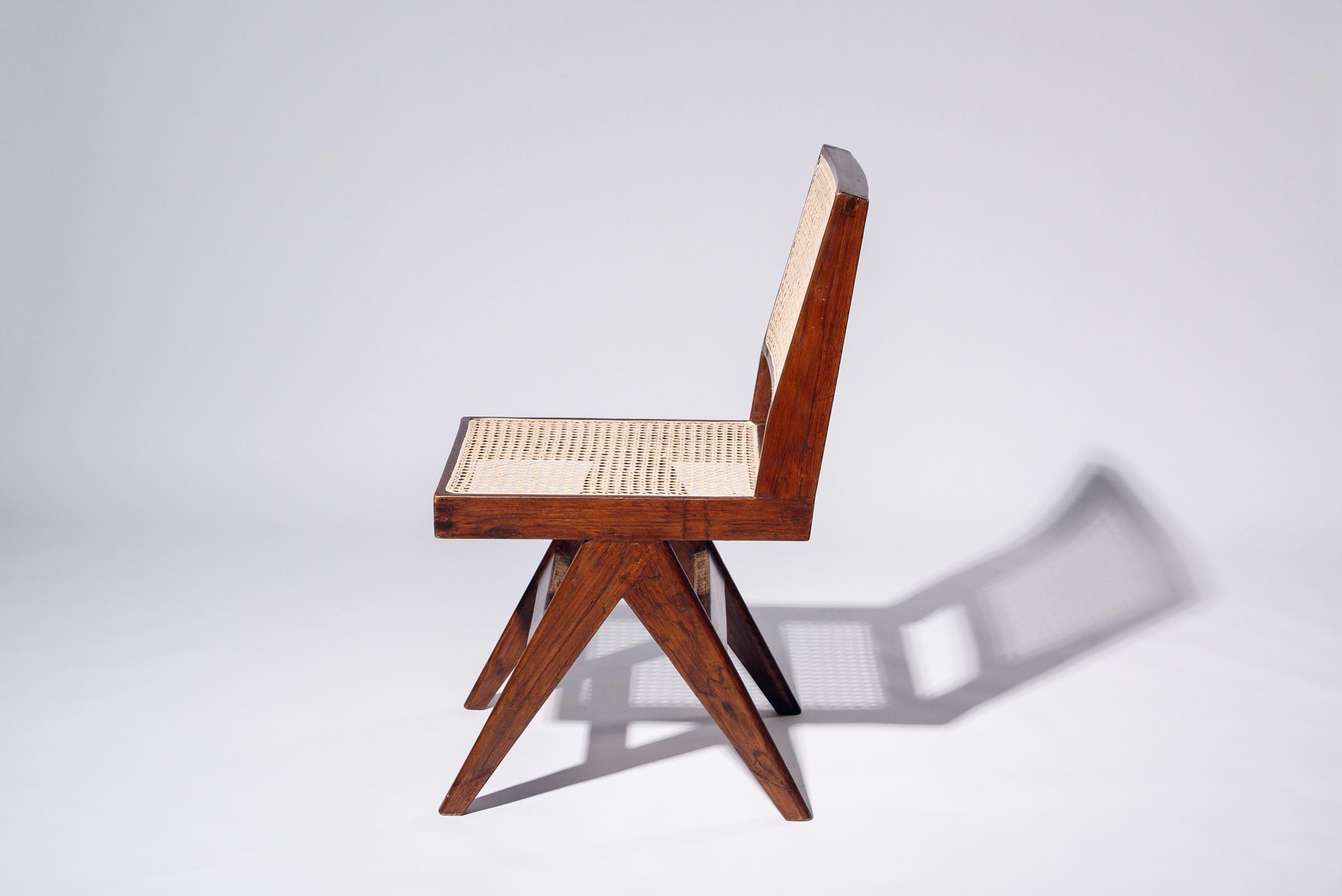 Mid-Century Modern Chaise de salle à manger par Pierre Jeanneret pour Chandigarh, Inde, Circa 1958-59 en vente