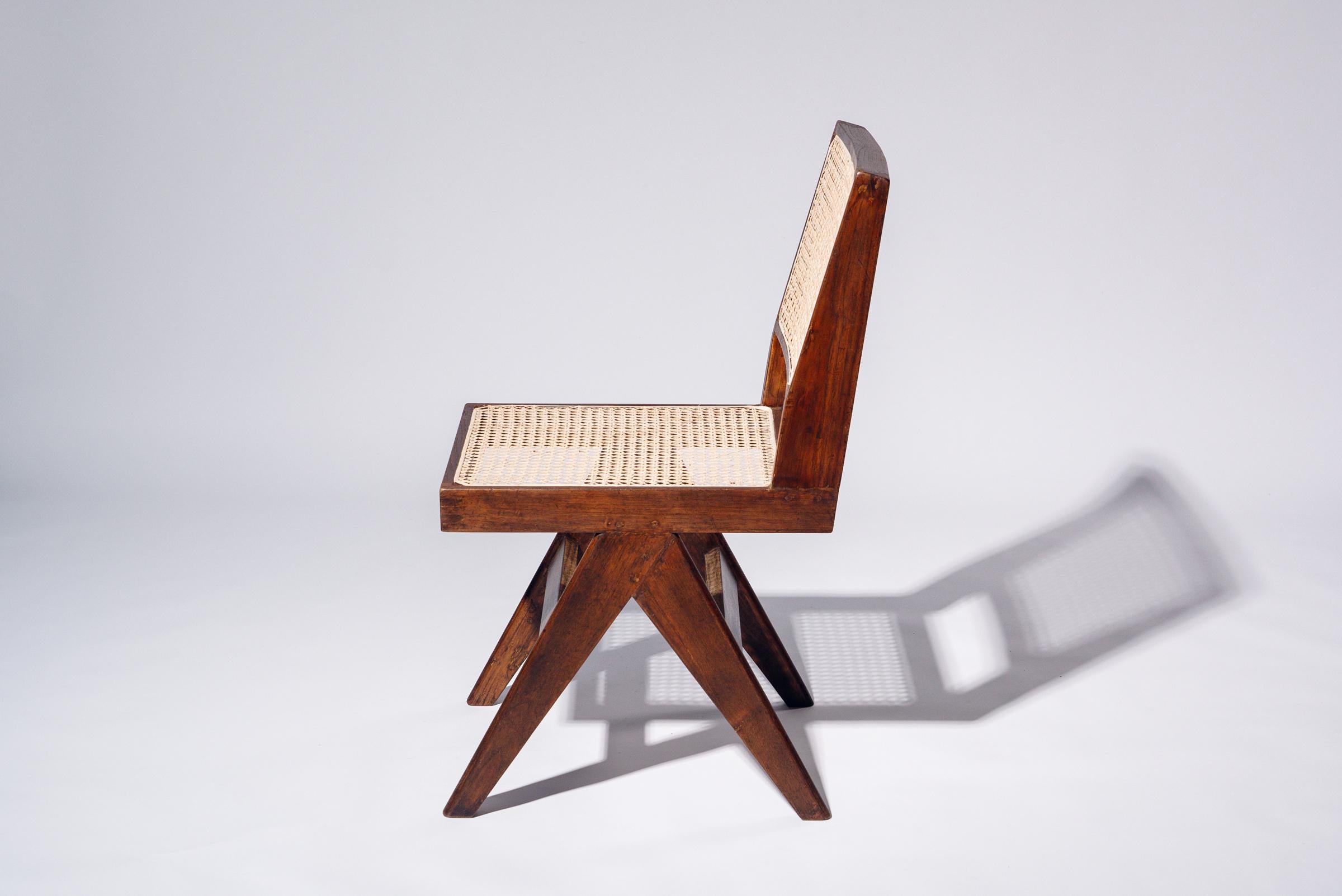 Mid-Century moderno Sedia da pranzo di Pierre Jeanneret per Chandigarh, India, circa 1958-59 in vendita